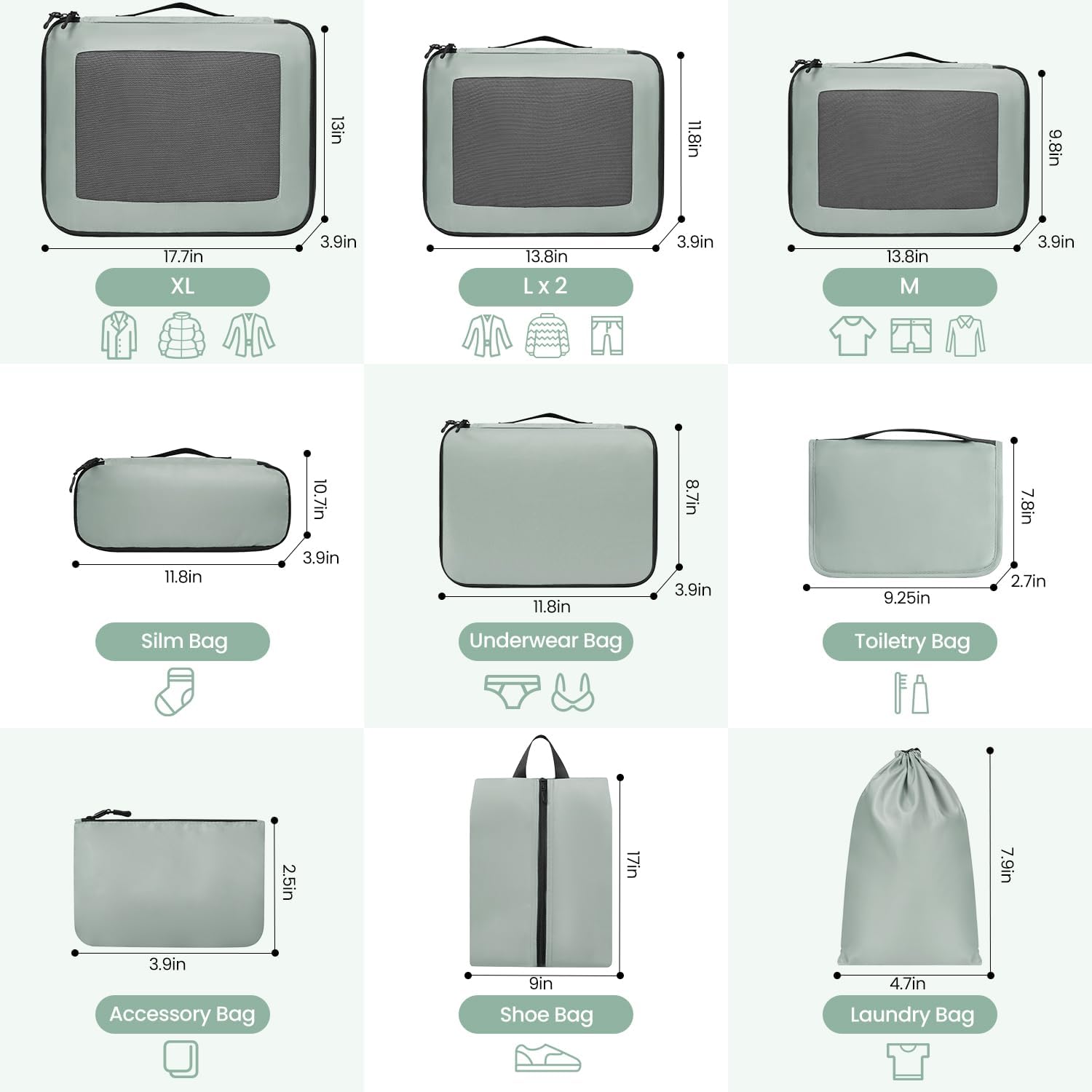 Thumbnail 1 de Prezon Packing Cubes 10 set for travel