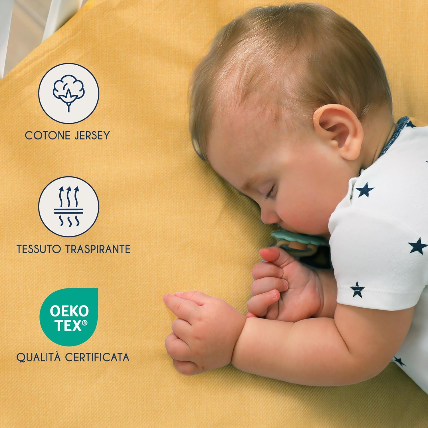 Thumbnail 2 de Dreamzie: Set 2 Lenzuolo con Angoli Cotone per Bambini 60x120/70x140 – Giallo, OEKO-TEX