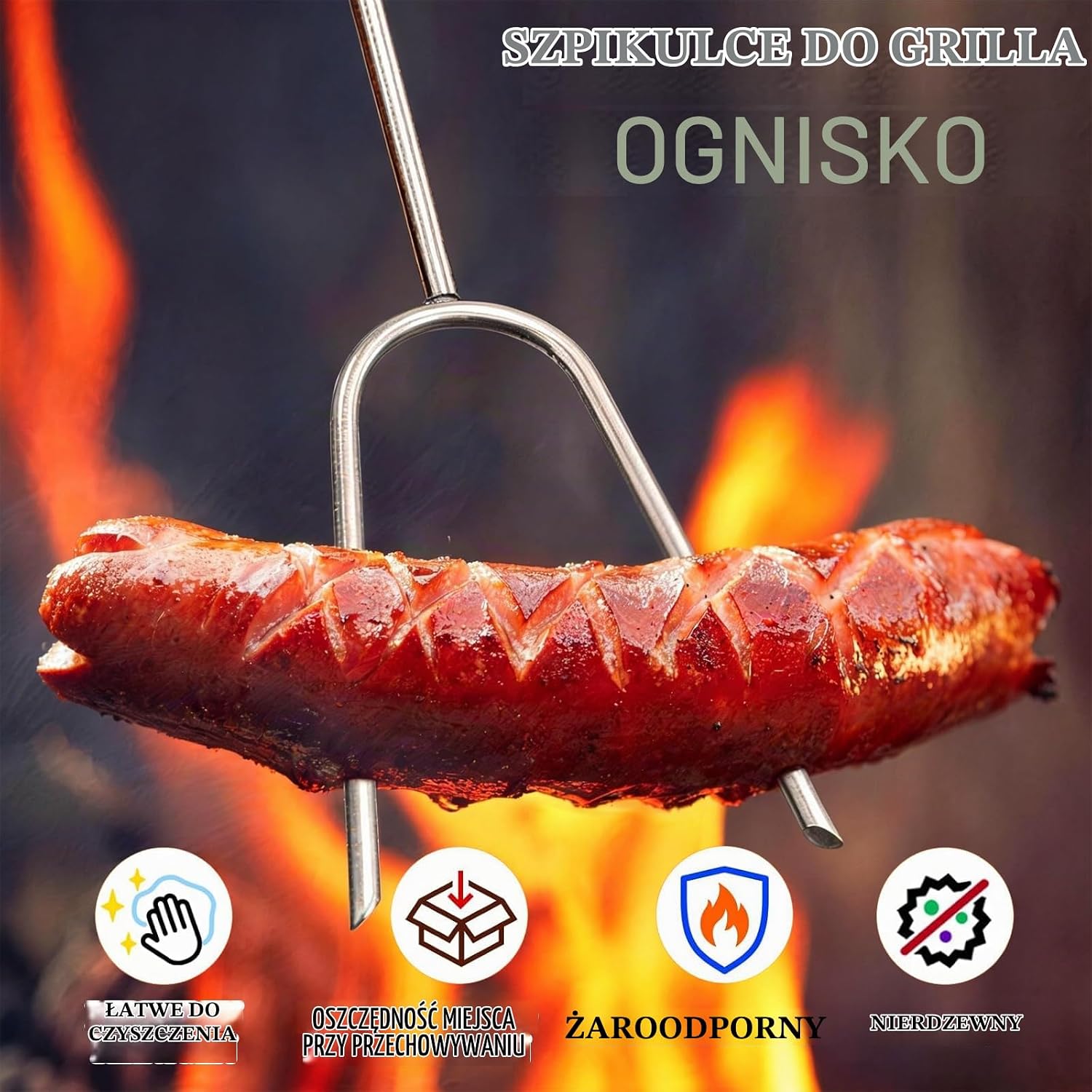 Detalle 2 de Brizuf 1 – teleskopowe szpikulce do grilla ze stali nierdzewnej, 31–115 cm