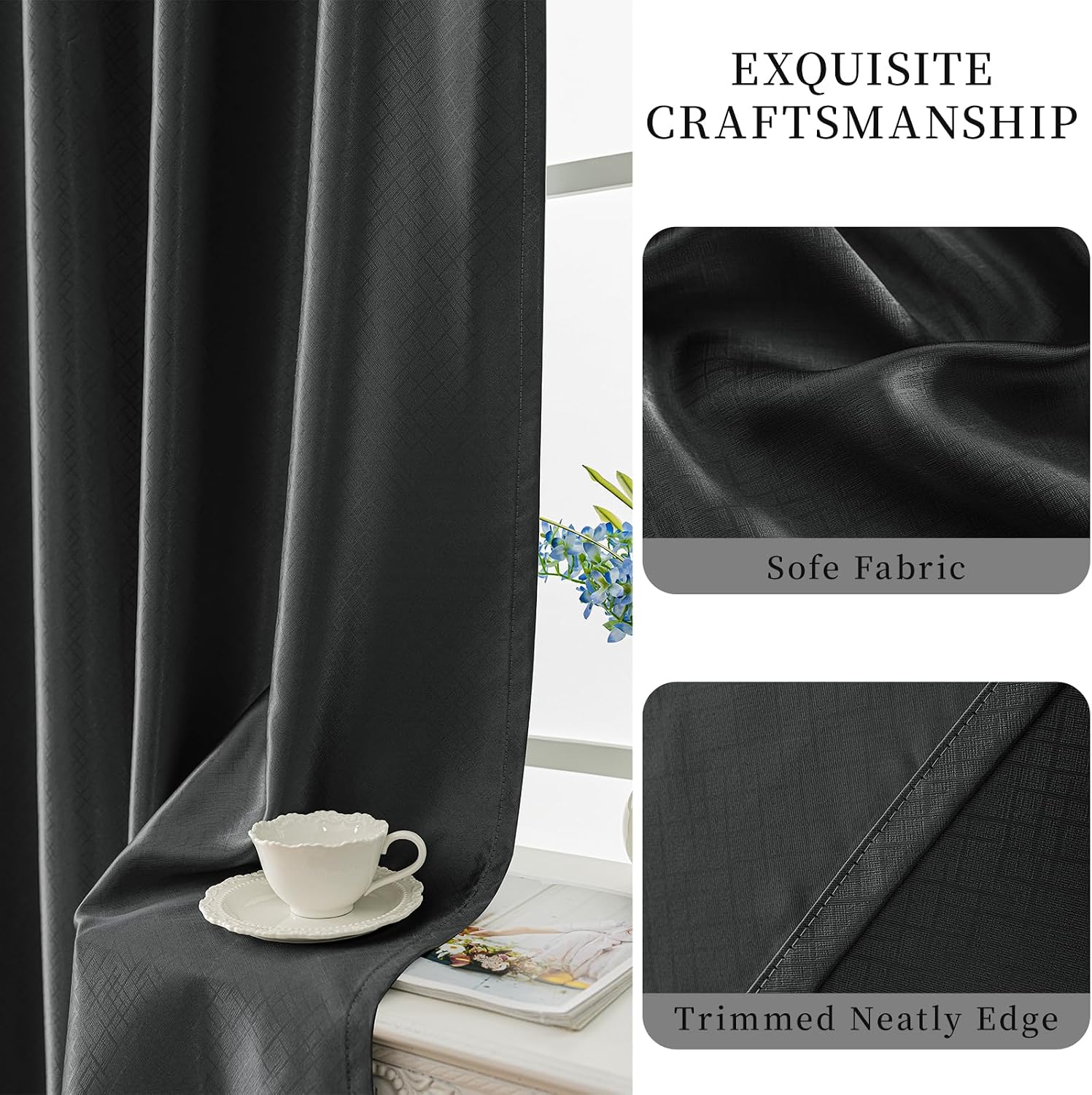 Thumbnail 4 de Ystyle Rideaux Intérieurs Lot de 2 – Rideaux Thermiques et Occultants Gris Foncé 140x260 cm