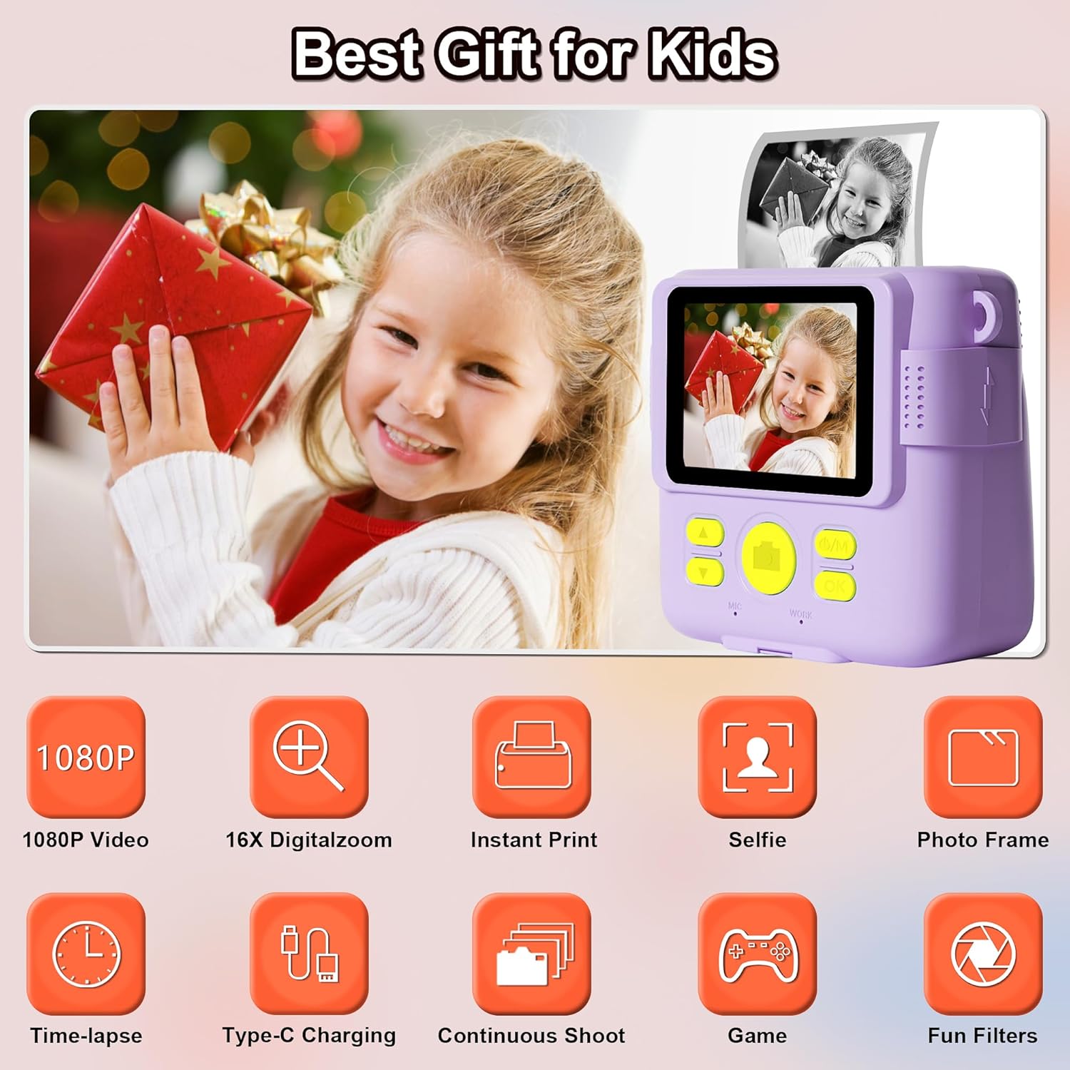 Detalle 2 de GKTZ Macchina Fotografica Bambini 1080P