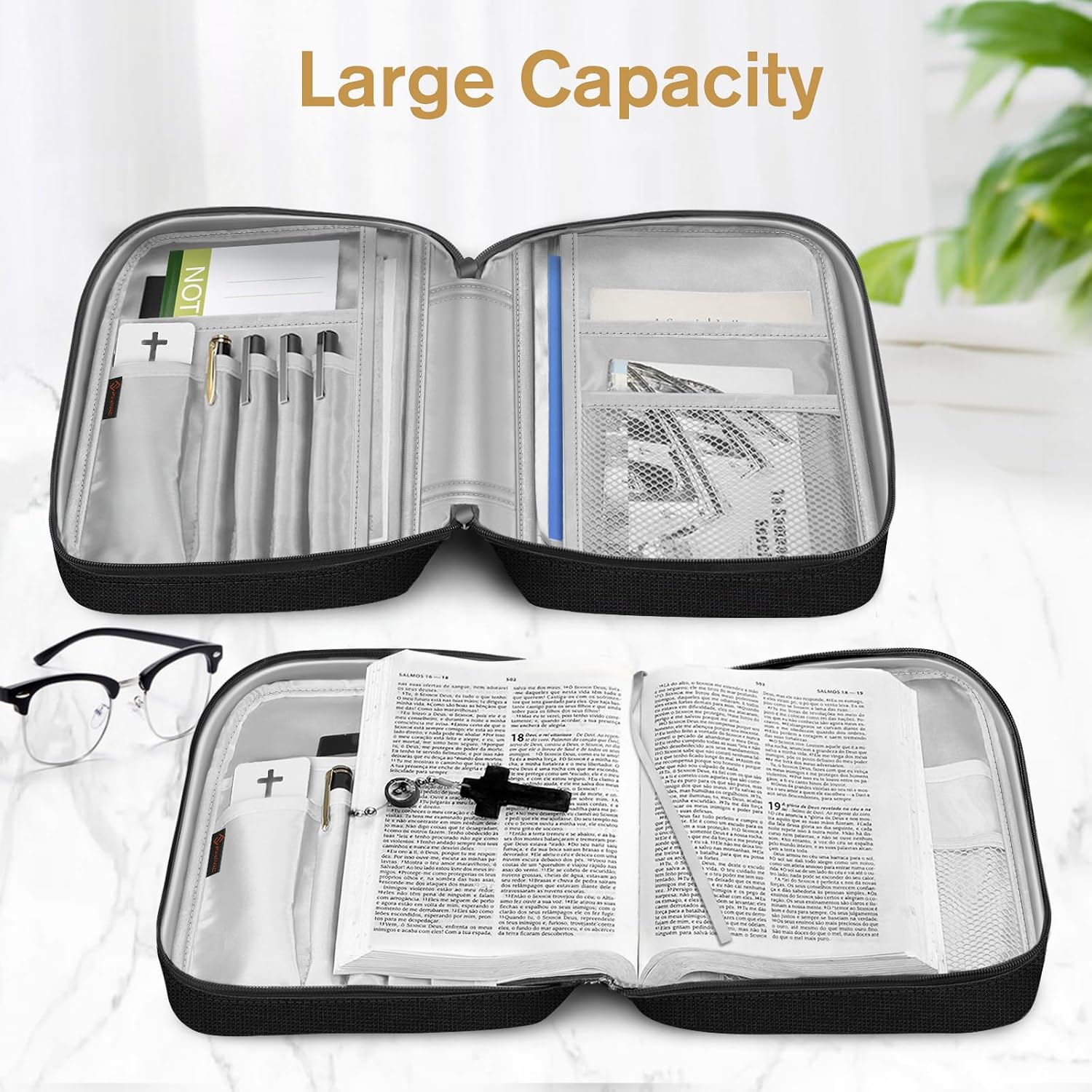 Thumbnail 4 de FINPAC Bible Cover Carrying Case, Midnight Polyester with Handle and Pockets