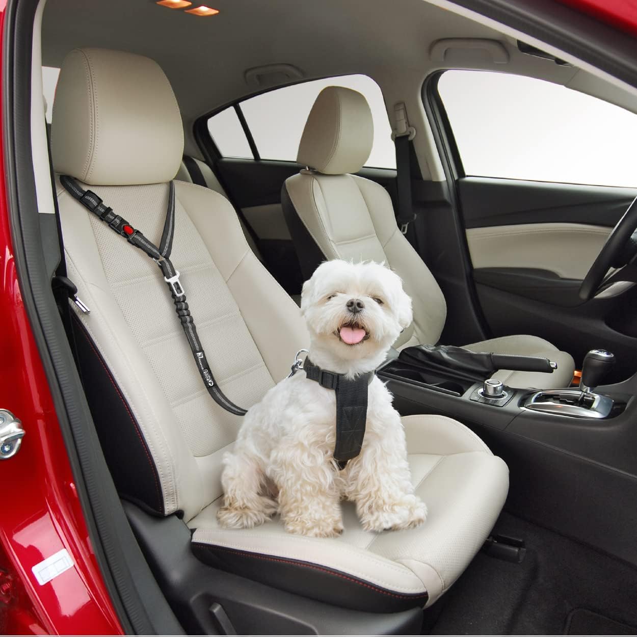 Thumbnail 1 de Comfortable dog seat belt harness for car (2-in-1 leash & restraint) with headrest attachment