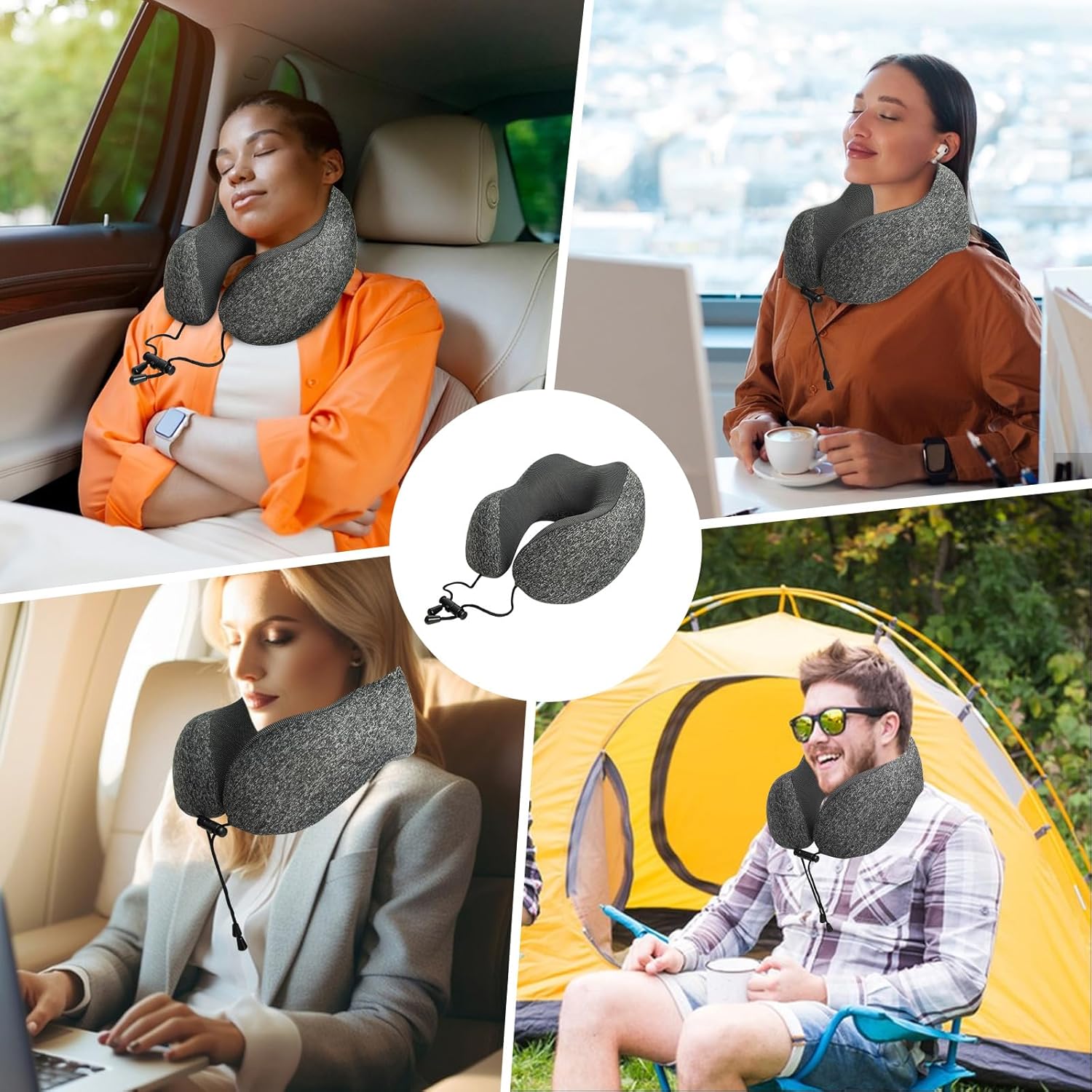 Thumbnail 6 de XXXFLOWER Travel Neck Pillow with Memory Foam – Dark Grey