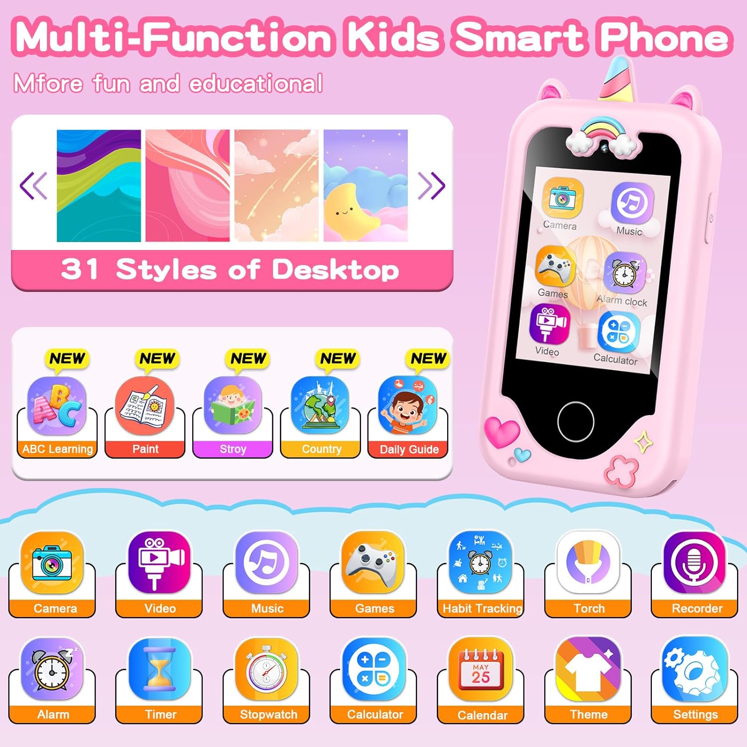 Detalle 2 de WEOLULI Kids Smart Phone Dual Camera