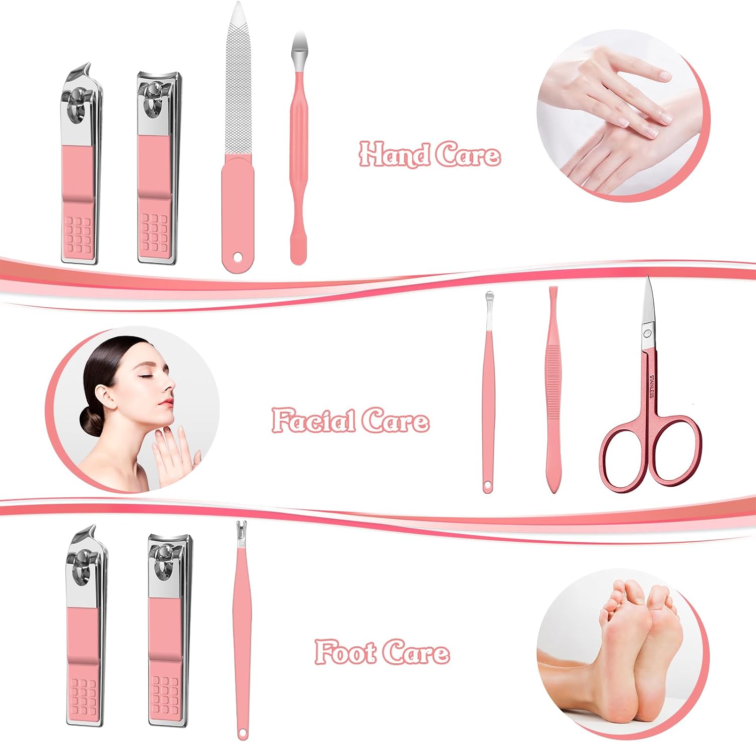 Detalle 2 de RedFlow SF20231108 8-Piece Manicure Set with Pink Travel Case