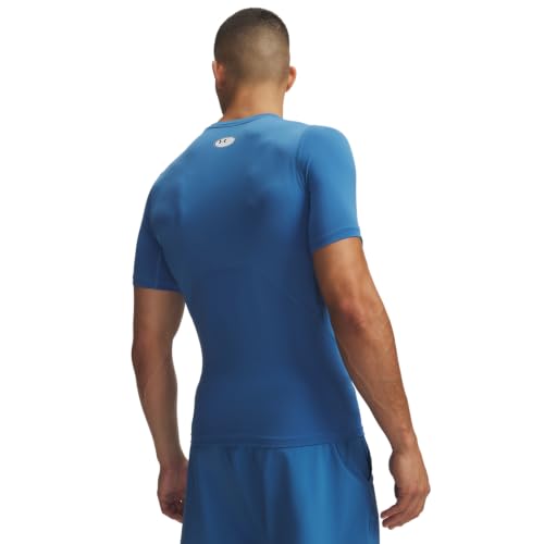 Detalle 2 de Under Armour Men's HeatGear Compression Shirt Aegean Blue/White (L) - versione italiana