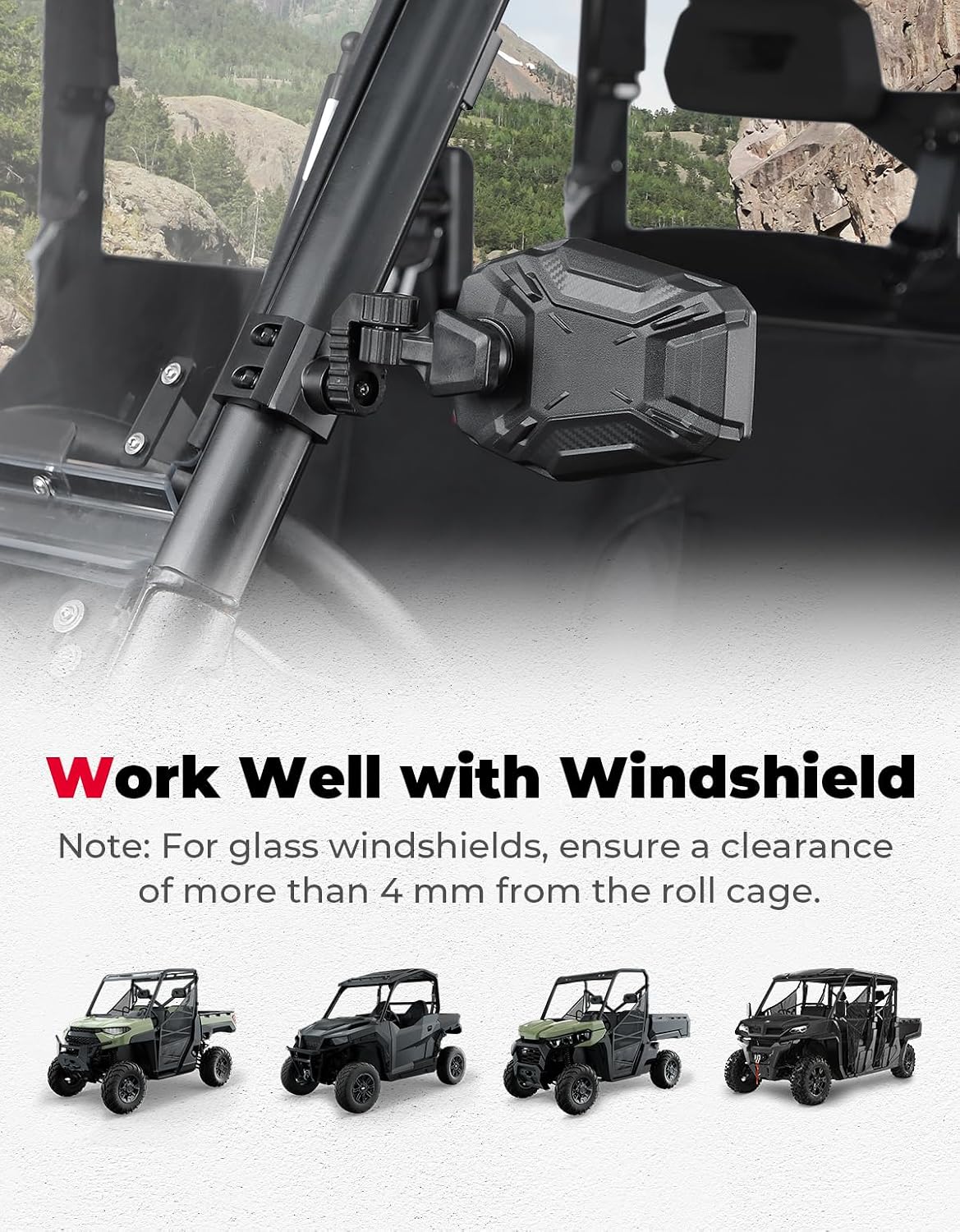 Detalle 2 de KEMIMOTO UTV Side Mirrors with ABS Housing