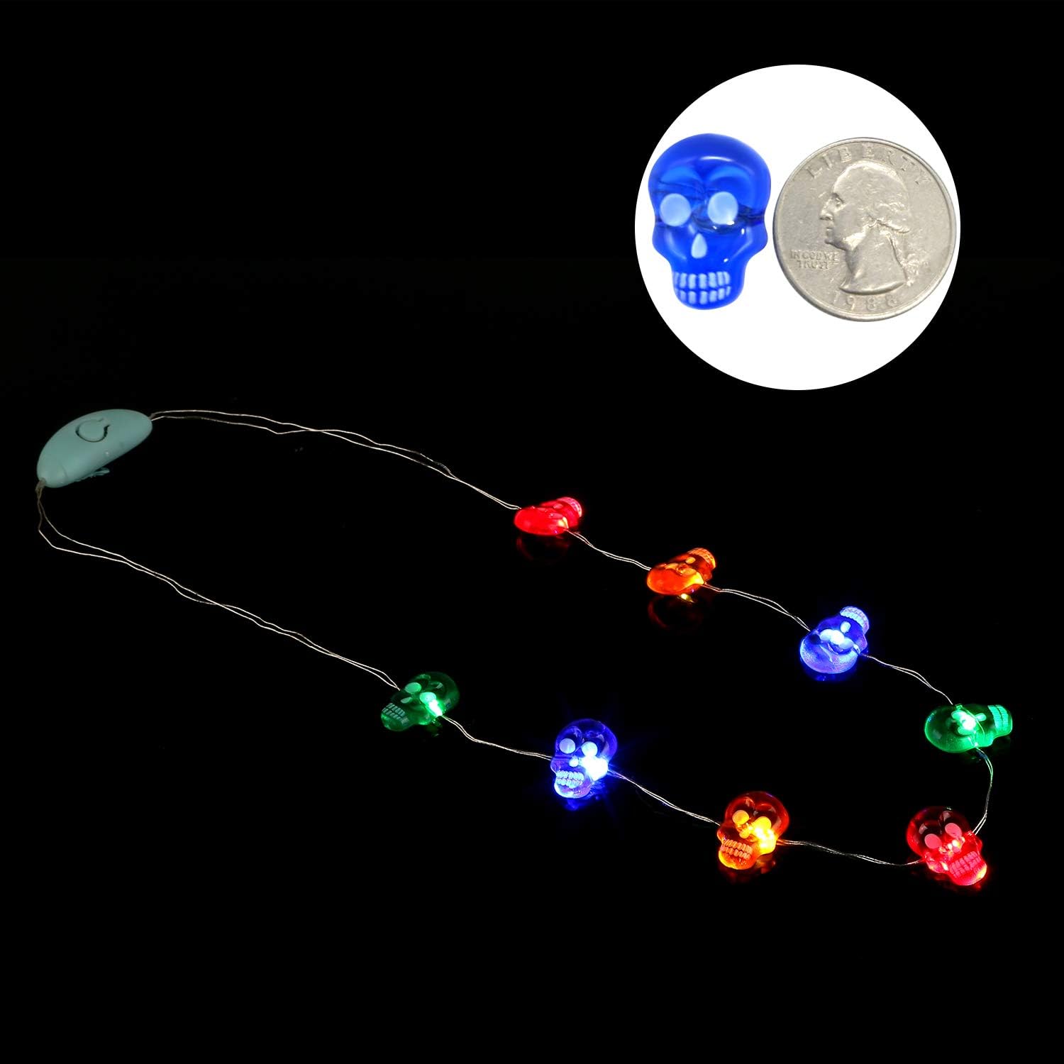 Detalle de JASHIKA LED-NE-01 Halloween Necklace Set of 3 with Color-Changing LEDs