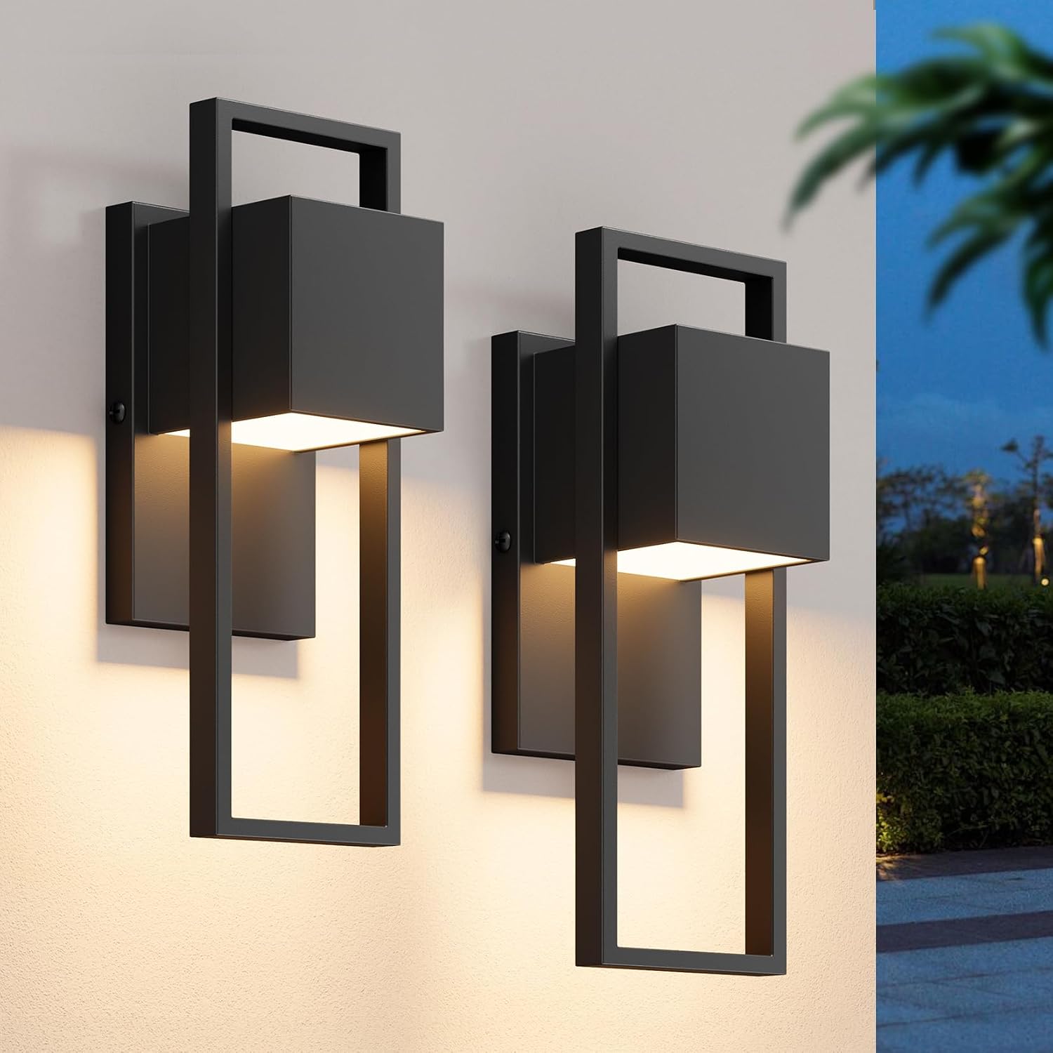 Detalle de Aipsun: applique LED da esterno 16W in acciaio inox, 2 pezzi, 960 lm, IP65 – bianco caldo 3000K