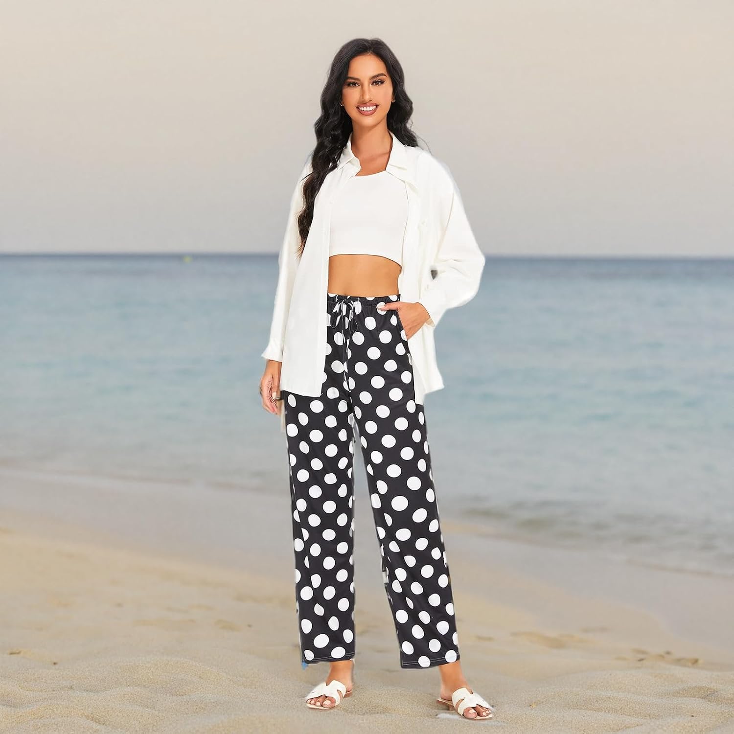 Detalle de ROSA JUNIO Women's Pajama Pants, Polyester-Spandex Blend