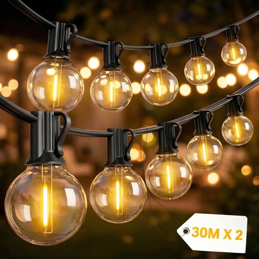 Detalle de Yuucio 60M Catena Luminosa Esterno IP45: luci a LED per giardino e feste, 66 m opzionali