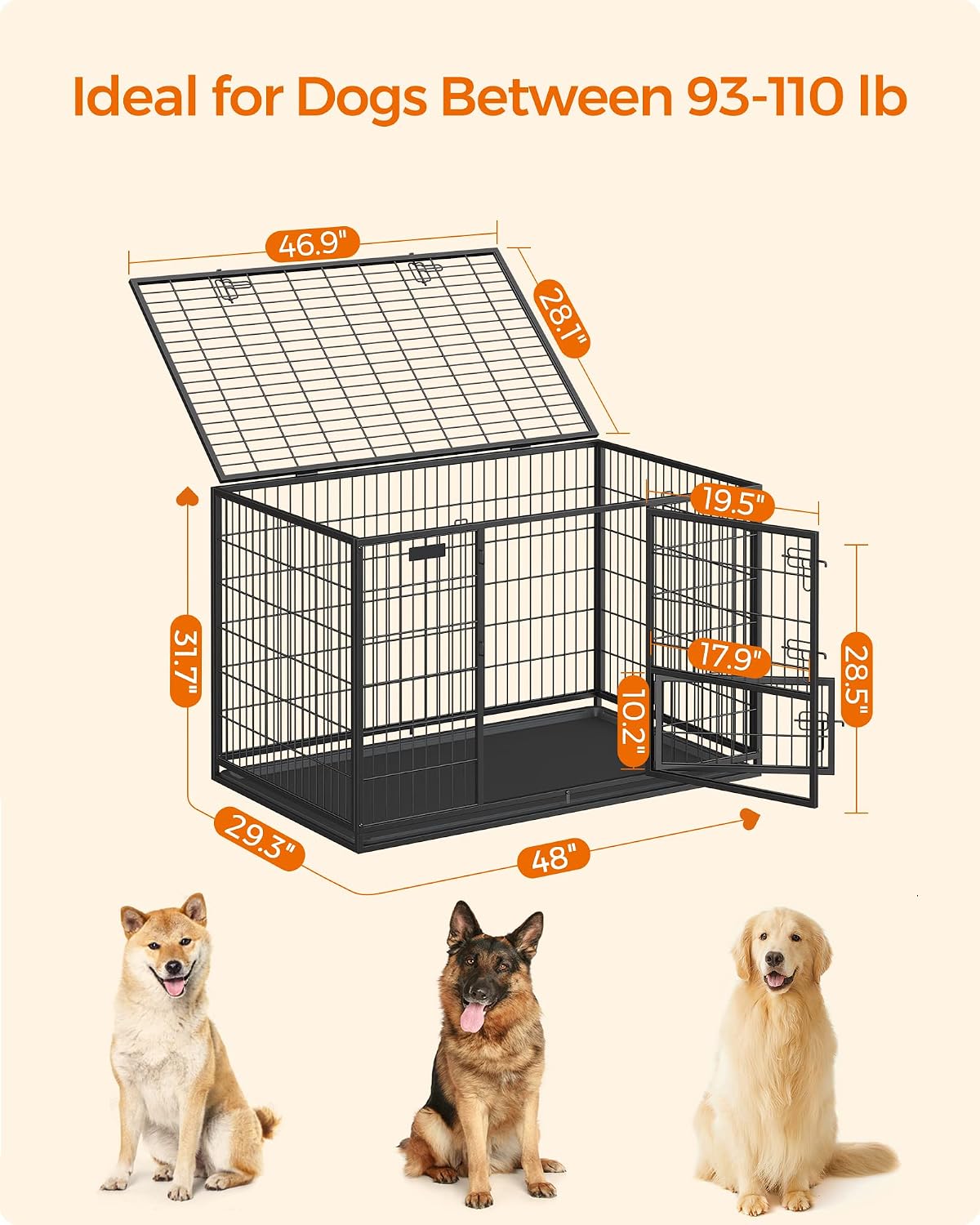 Detalle 2 de Feandrea Dog Crate, 48-Inch