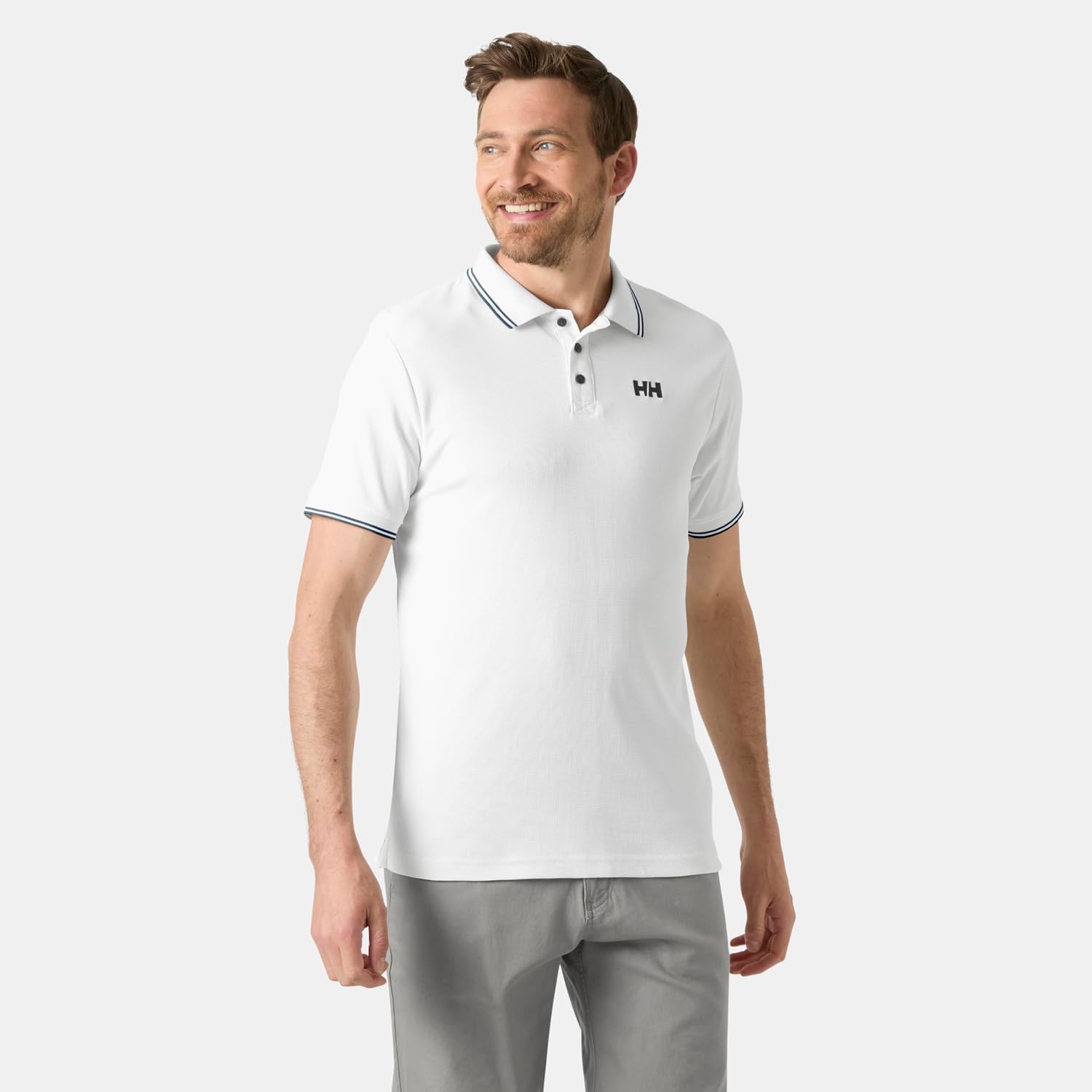 Detalle 2 de Helly Hansen Uomo Polo Kos: stile marinaio e protezione solare UPF 50+