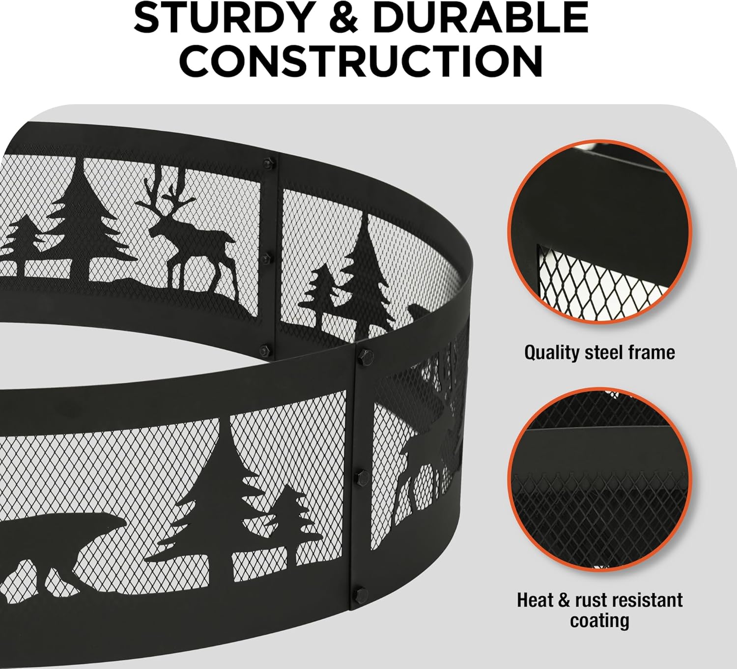 Thumbnail 2 de Red Mountain Valley 36 Inch Fire Pit Ring with Forest Wildlife Design