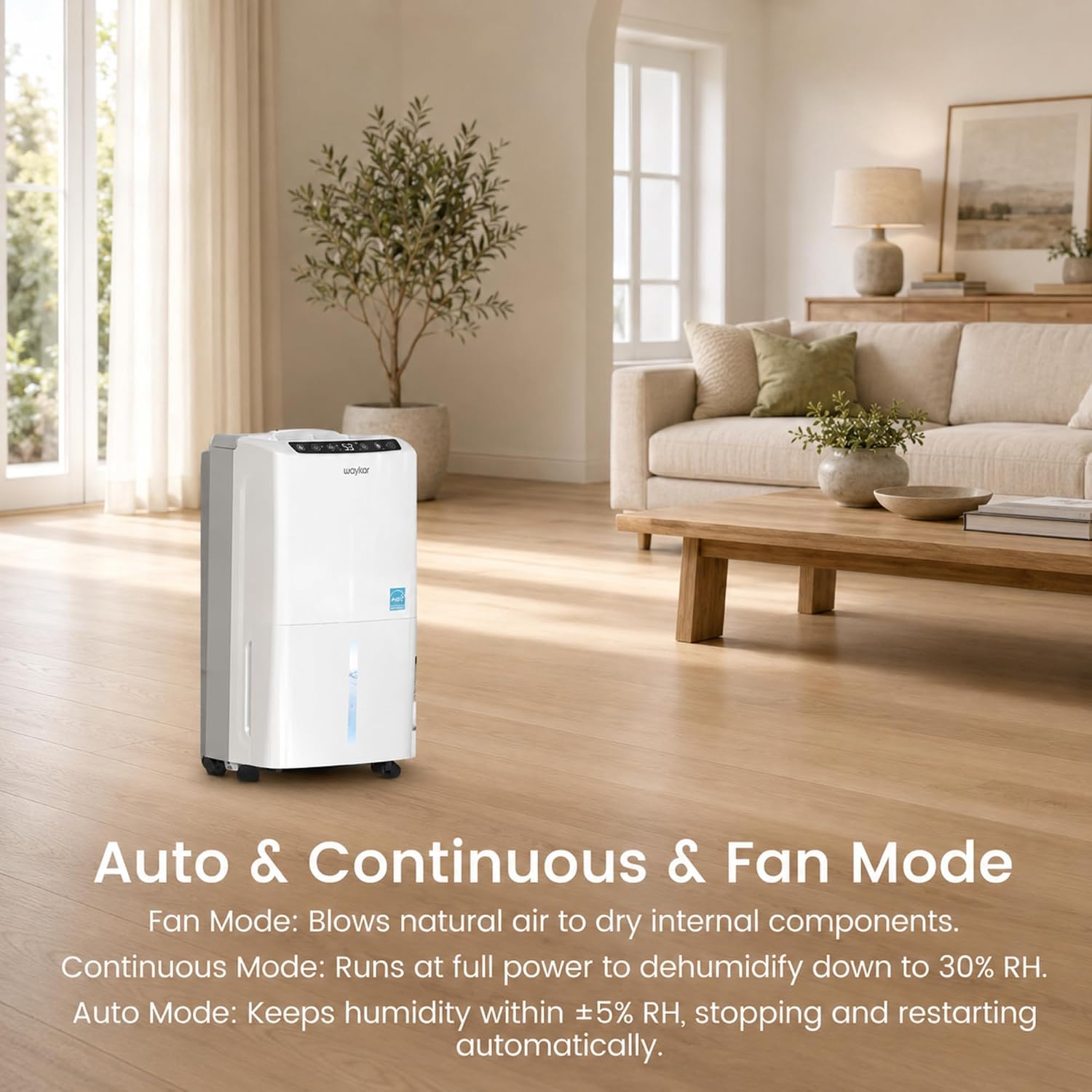 Detalle 1 de Waykar PD160B-PRO-CA-X1 34-Pint Dehumidifier, 2,000 sq. ft., ENERGY STAR