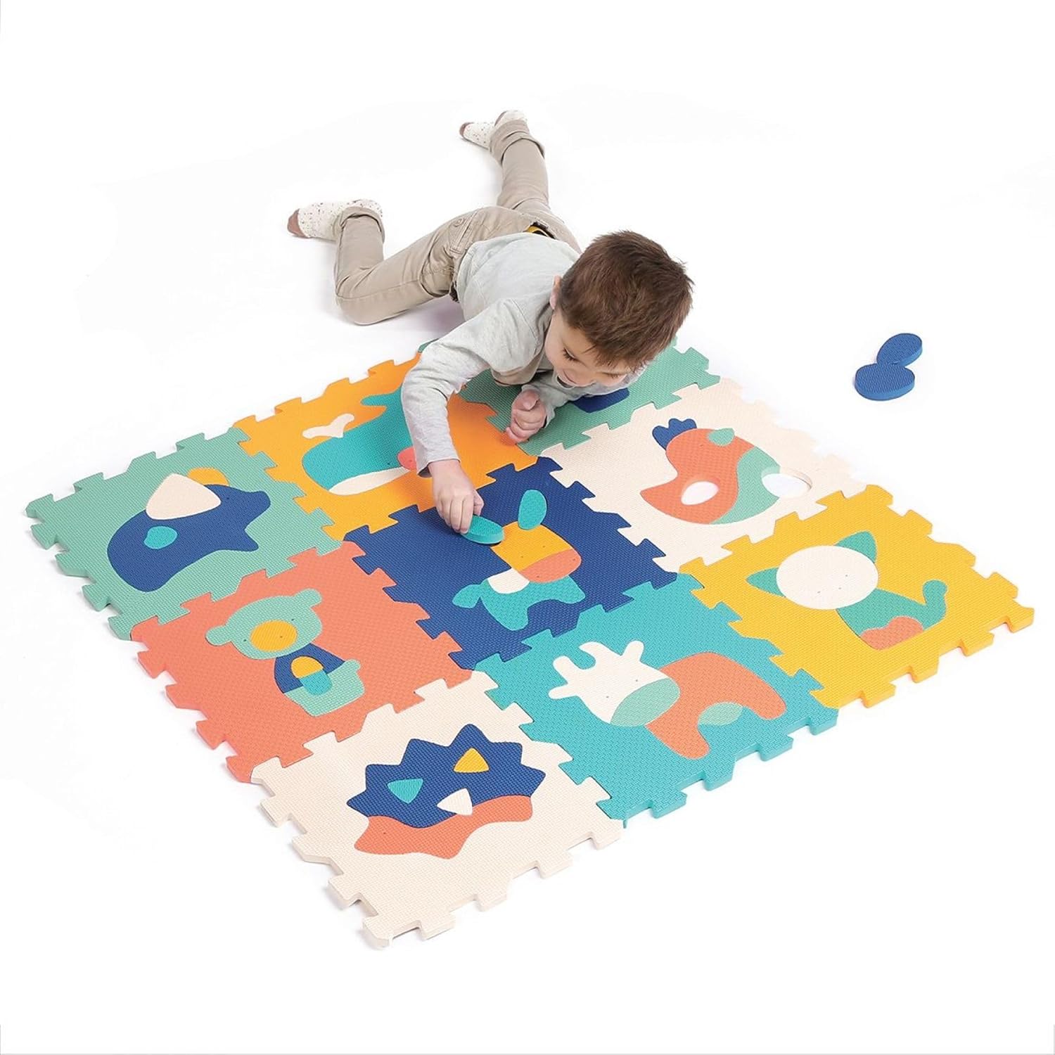 Detalle de LUDI Ludi 9 piastrelle in schiuma con motivi animali (tappeto puzzle gigante) multicolore