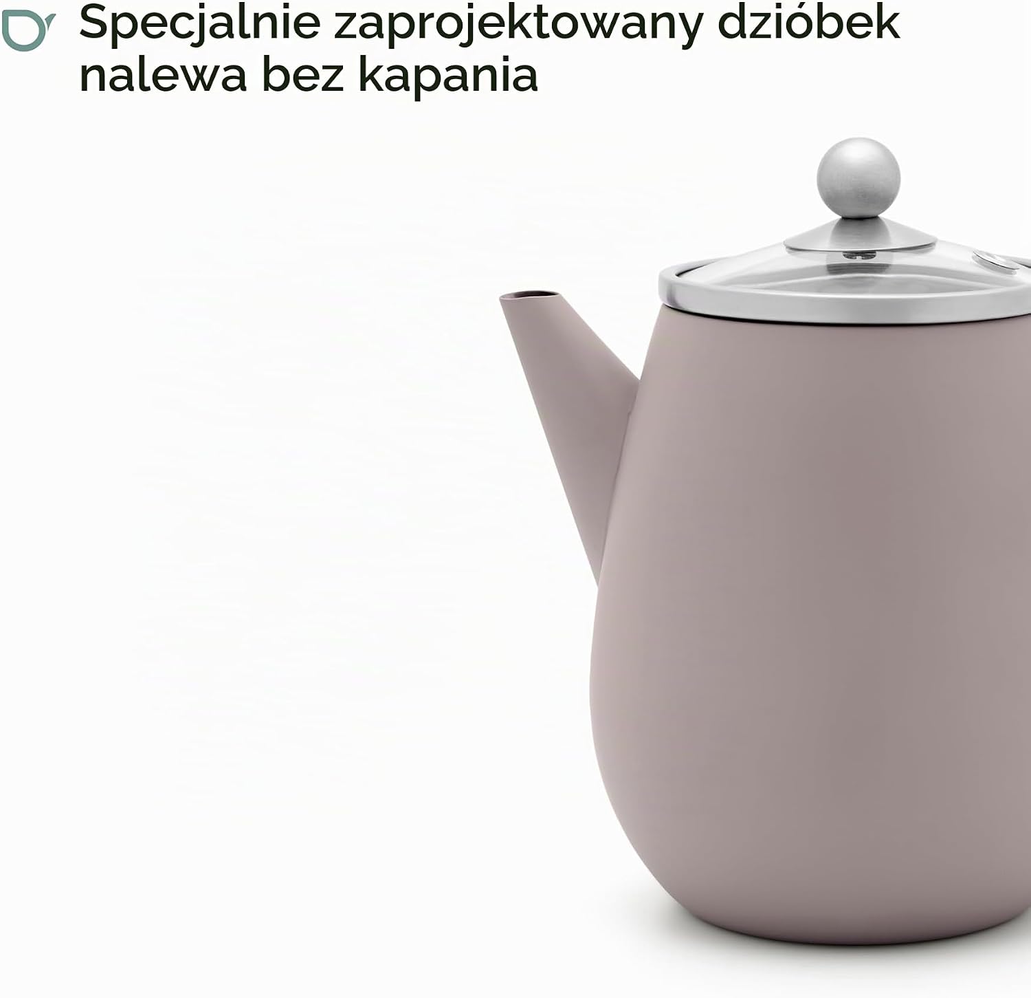 Detalle 2 de Bredemeijer Duet Eva – dzbanek do herbaty 0,5 l, podwójne ścianki, stalowy