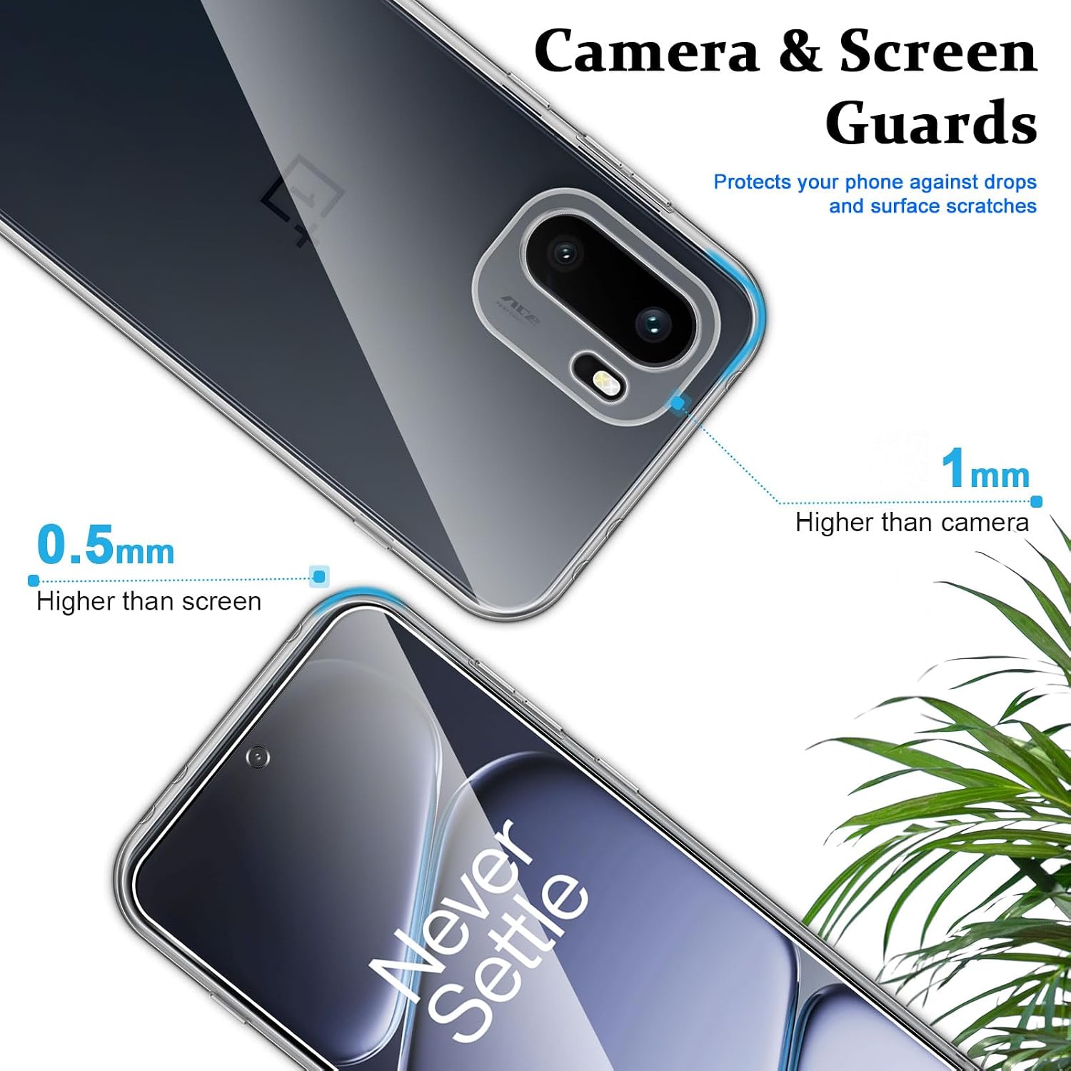 Detalle de Liilaa Hülle für OnePlus 15R 5G mit Panzerglas: Schutzfolie (2x), TPU-Case, kratz- & stoßfest, transparent
