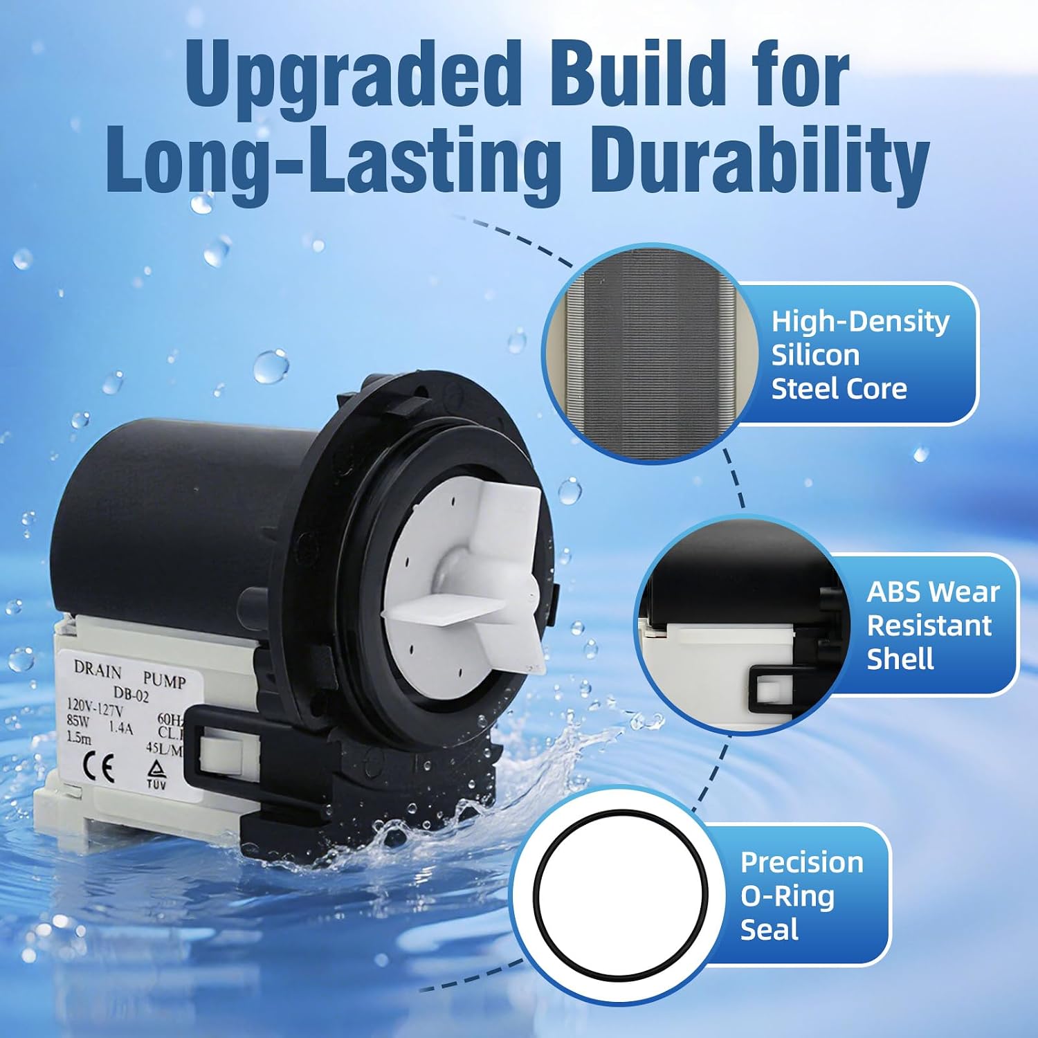 Detalle de PRFCTTY 4681EA2001T Washer Drain Pump for LG & Kenmore, 45 L/min