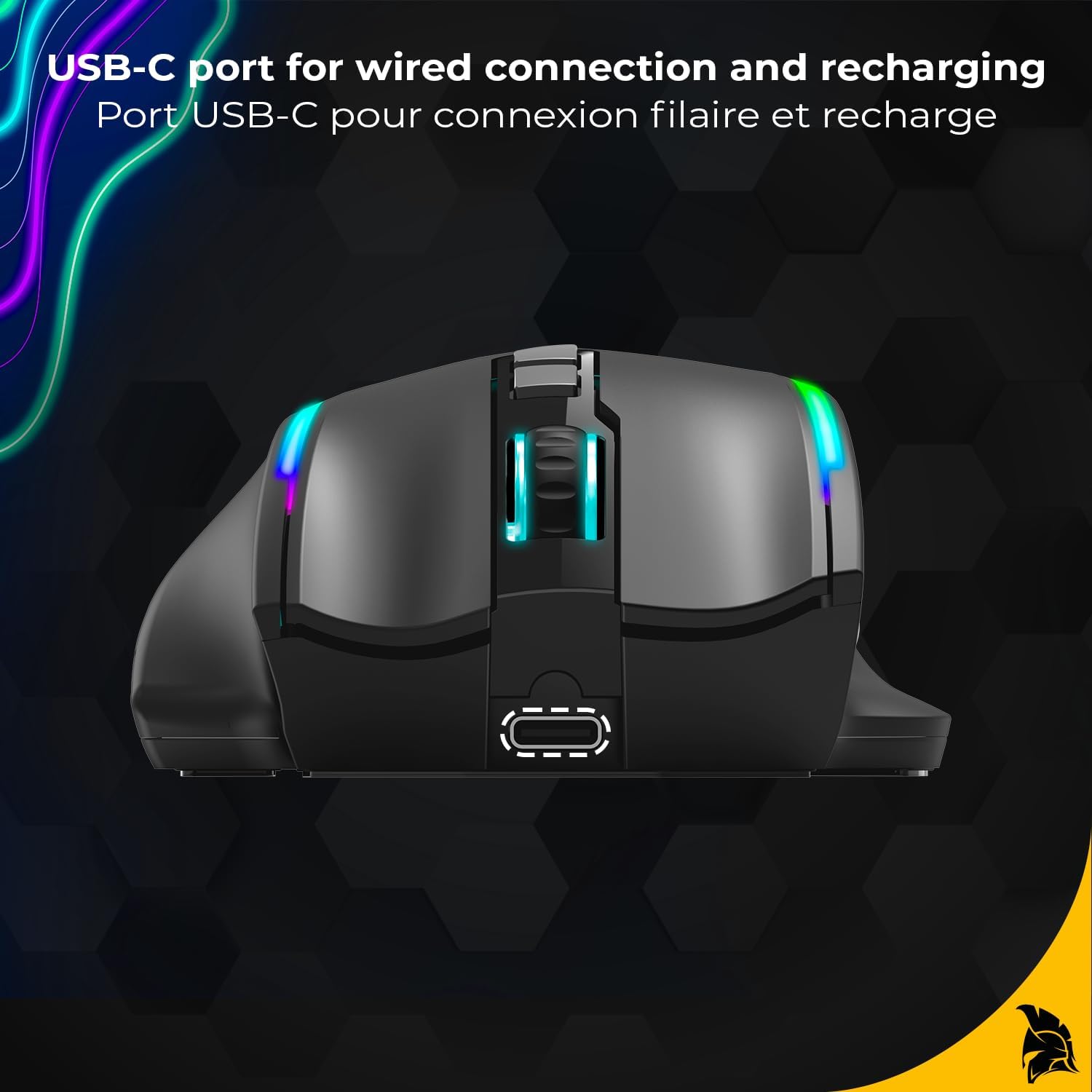 Thumbnail 6 de EMPIRE GAMING RF908 : souris gamer sans fil rechargeable avec station magnétique RGB (10000 DPI, 8 boutons)