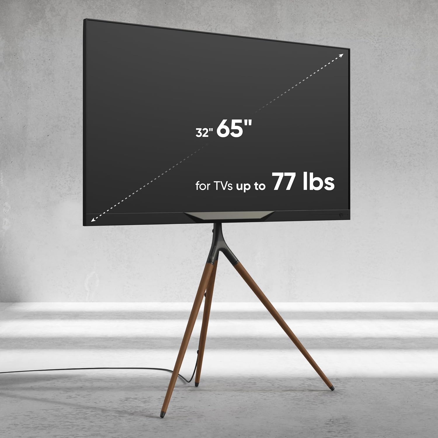 Thumbnail 2 de ONKRON TS1220-B Supporto TV da Pavimento 32–65" Pollici, Cavalletto in Legno con Rotazione 360°, 3pp Treppiede, Fino a 35 kg