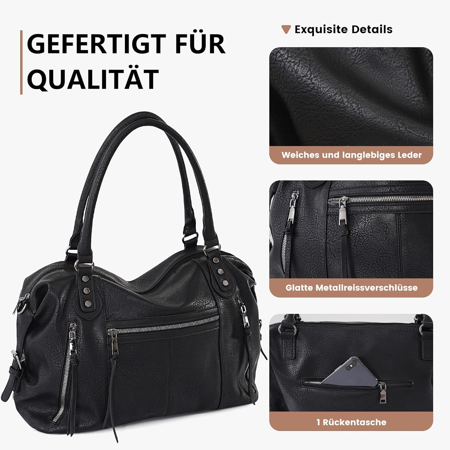 Thumbnail 3 de TANTOMI Damenhandtasche – Mittelgroße Umhängetasche & Crossbody-Tasche mit verstellbarem Riemen