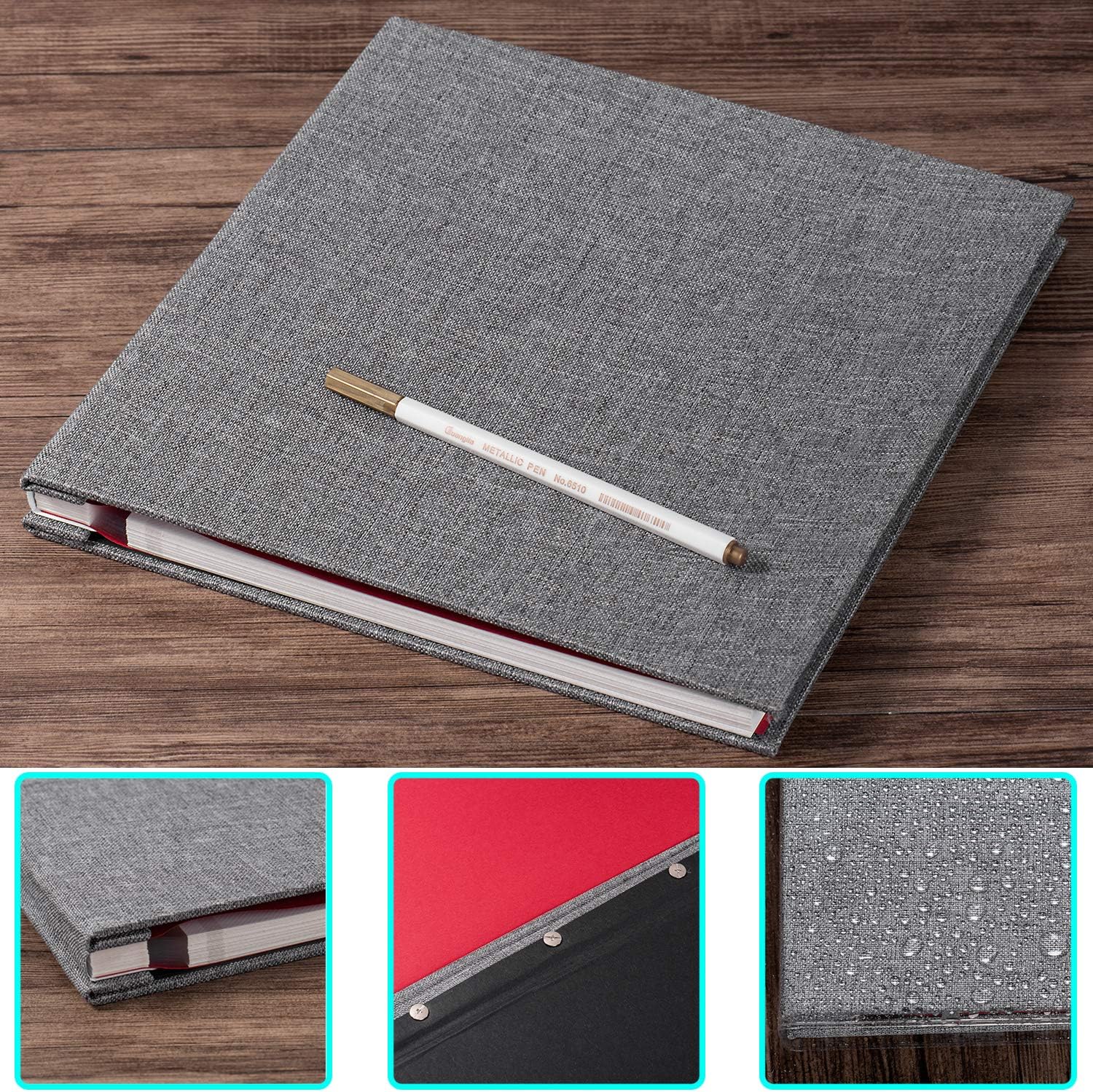Detalle 2 de HoneyTolly XC-Gray Self-Adhesive Photo Album, Linen Cover, 40 Pages