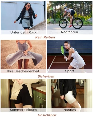 Detalle de INNERSY Radlerhose Damen Kurz für Kleid – Unterrock Shorts, 3er Pack, XL, Schwarz/Beige/Weiß