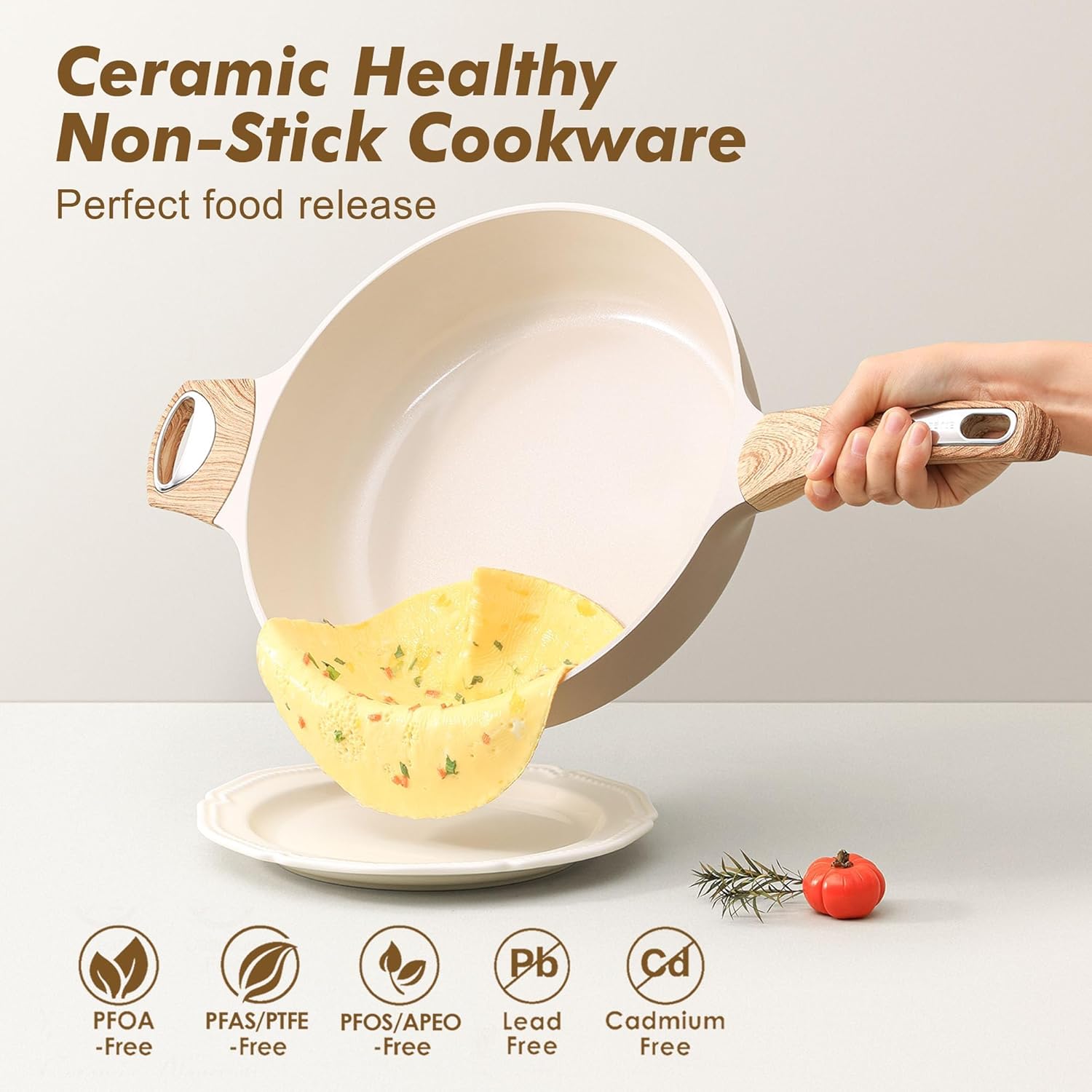 Thumbnail 2 de SENSARTE Ceramic Nonstick Frying Pan Skillet with Lid (30cm) – induction-ready 4.7L deep saute pan