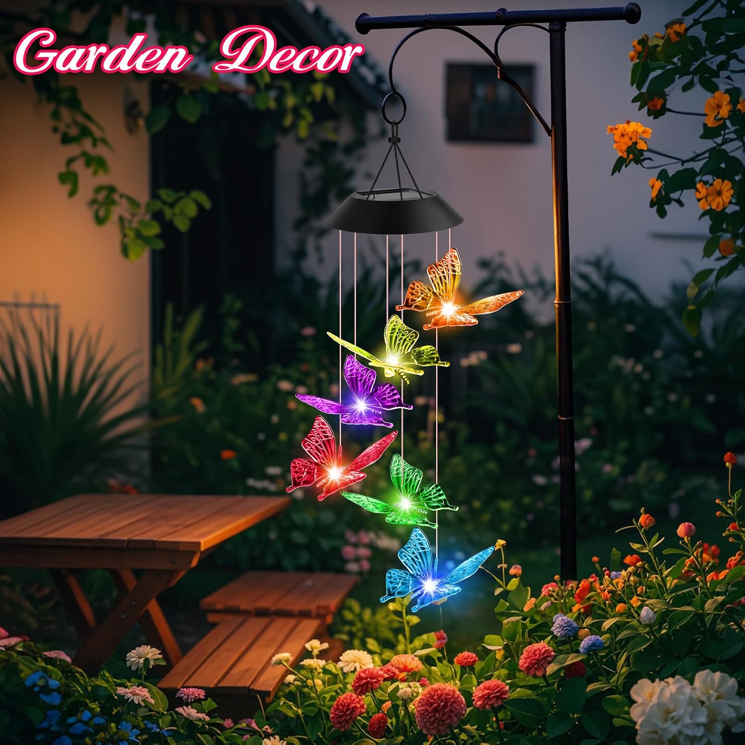 Detalle 2 de Winzwon Butterfly Solar Wind Chimes 6‑LED