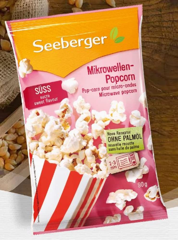 Detalle 1 de Seeberger Mikrowellen-Popcorn süß mit Sonnenblumenöl – 24 x 90 g