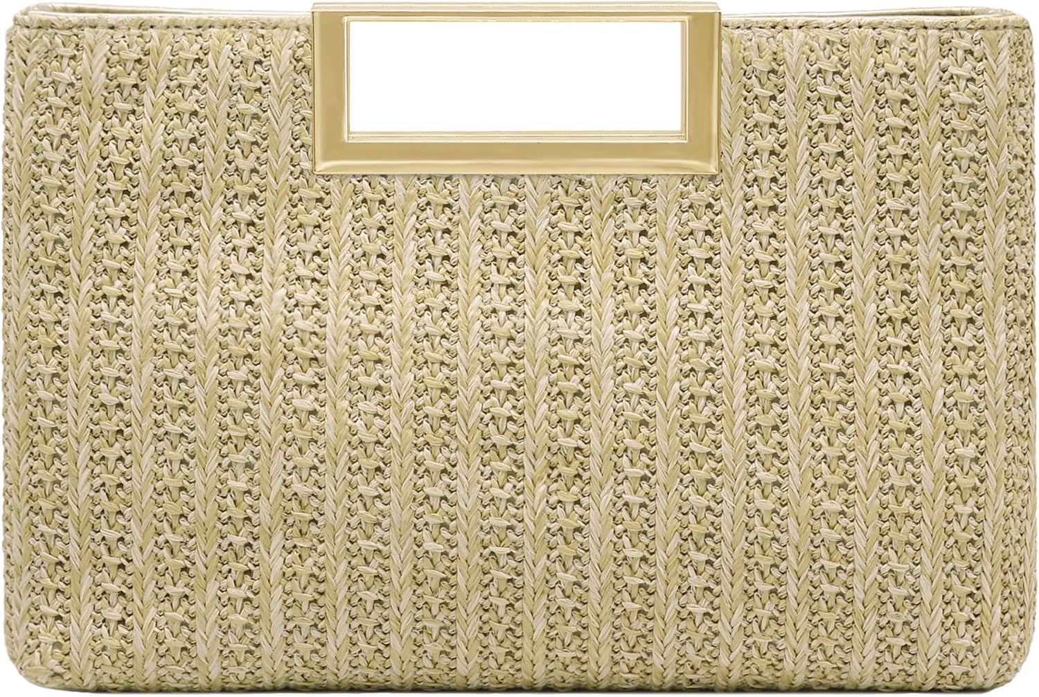 Thumbnail 5 de Milisente women’s leather clutch bag with metallic handle (raffia straw) for weddings and evening events