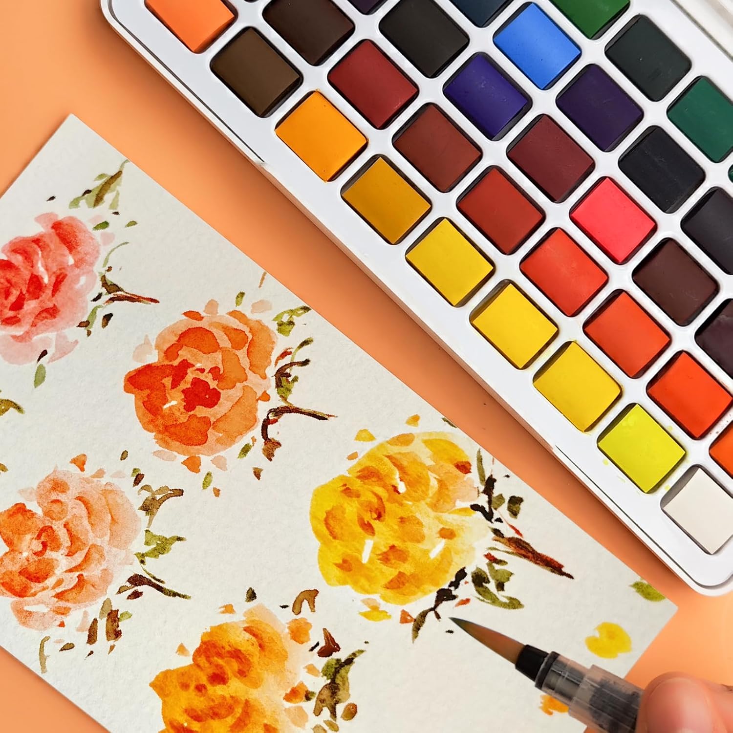 Thumbnail 5 de Artecho Aquarellfarben-Set mit 72 Farben in tragbarer Box inkl. Wassertankpinsel