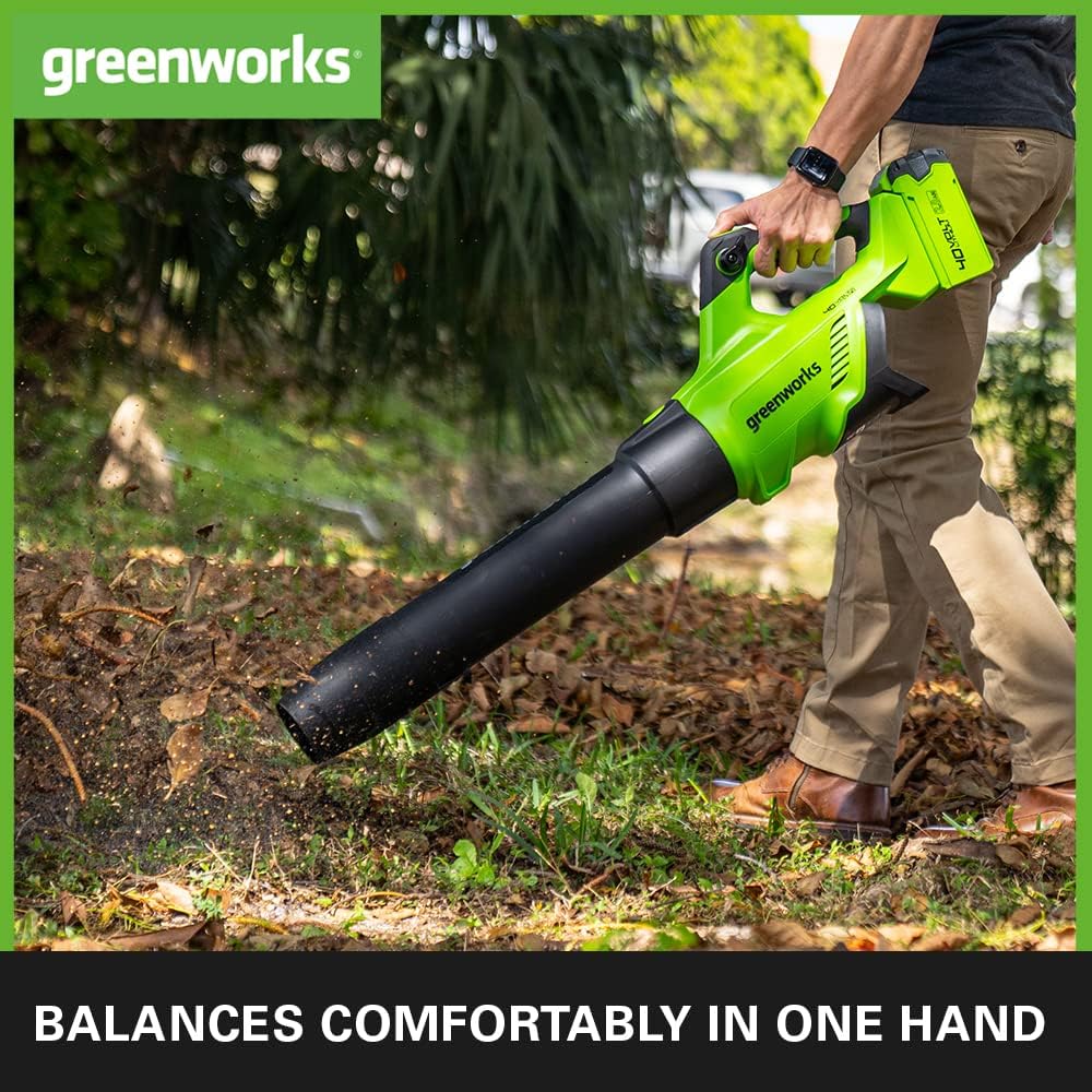 Detalle de Greenworks GD40AB cordless leaf blower 210km/h
