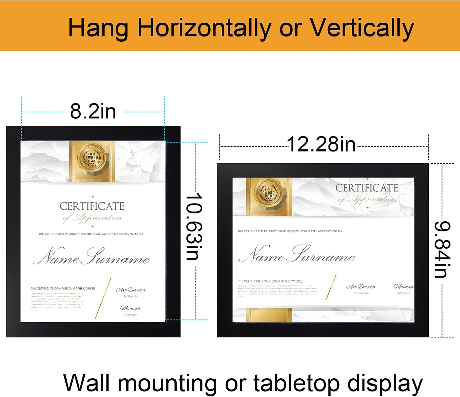 Detalle de 8.5x11 Certificate Document Picture Frame Set of 6 (Black) for Wall or Tabletop