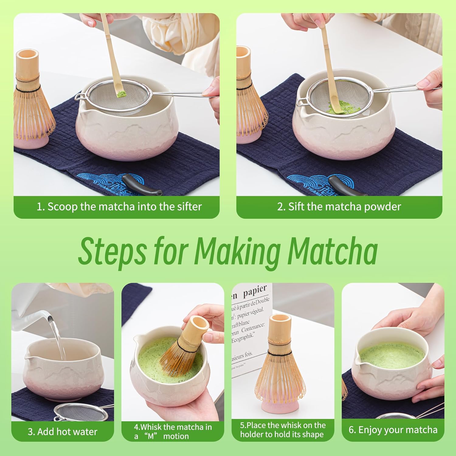 Thumbnail 4 de TEANAGOO 7-piece pink matcha set (ceremony-style chawan, whisk, sifter & more)