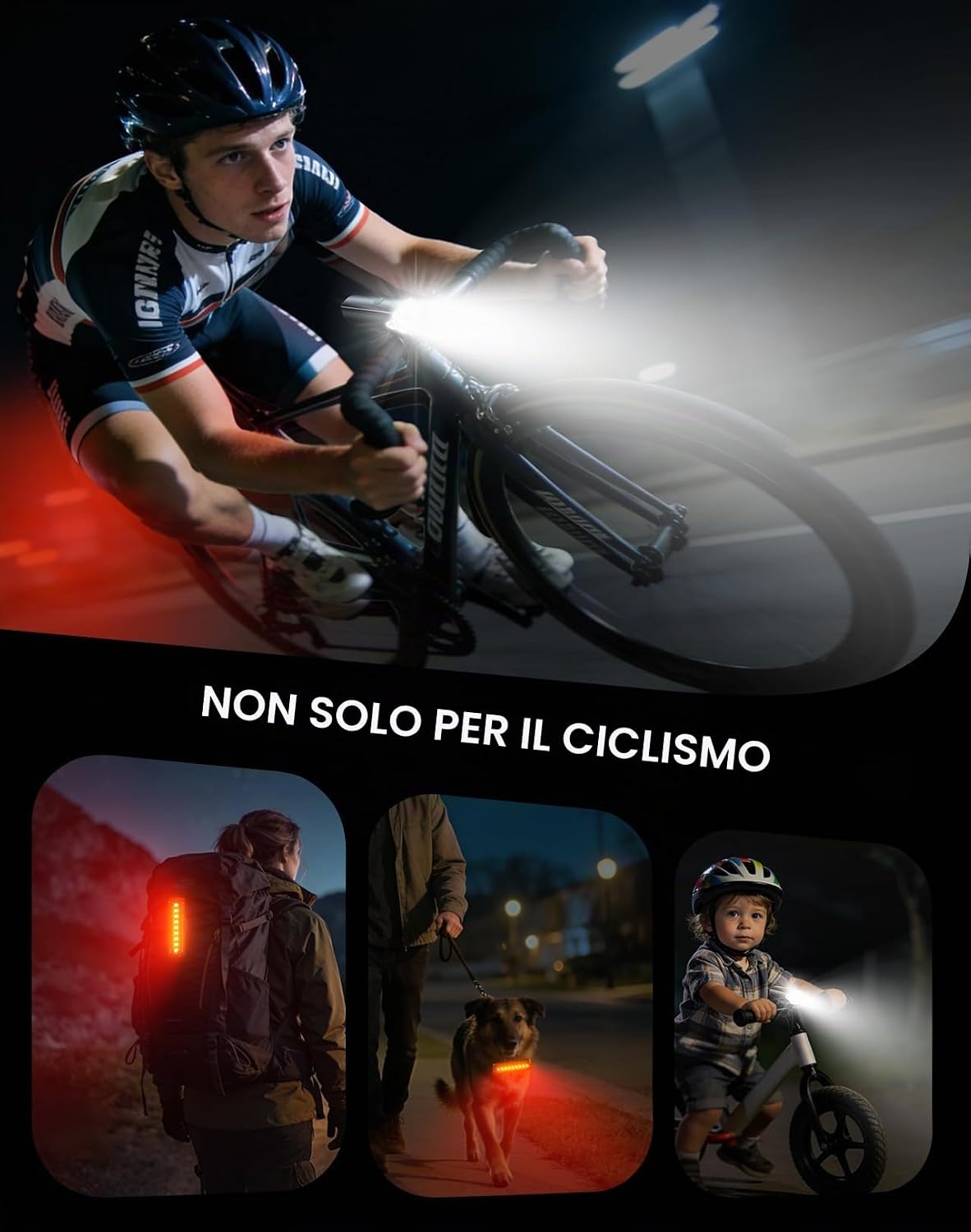 Thumbnail 6 de CIRYCASE Luci Bicicletta LED 1200 Lumen – Set Frontale e Posteriore con ricarica USB-C, IP65, 2600 mAh, 3+5 modalità