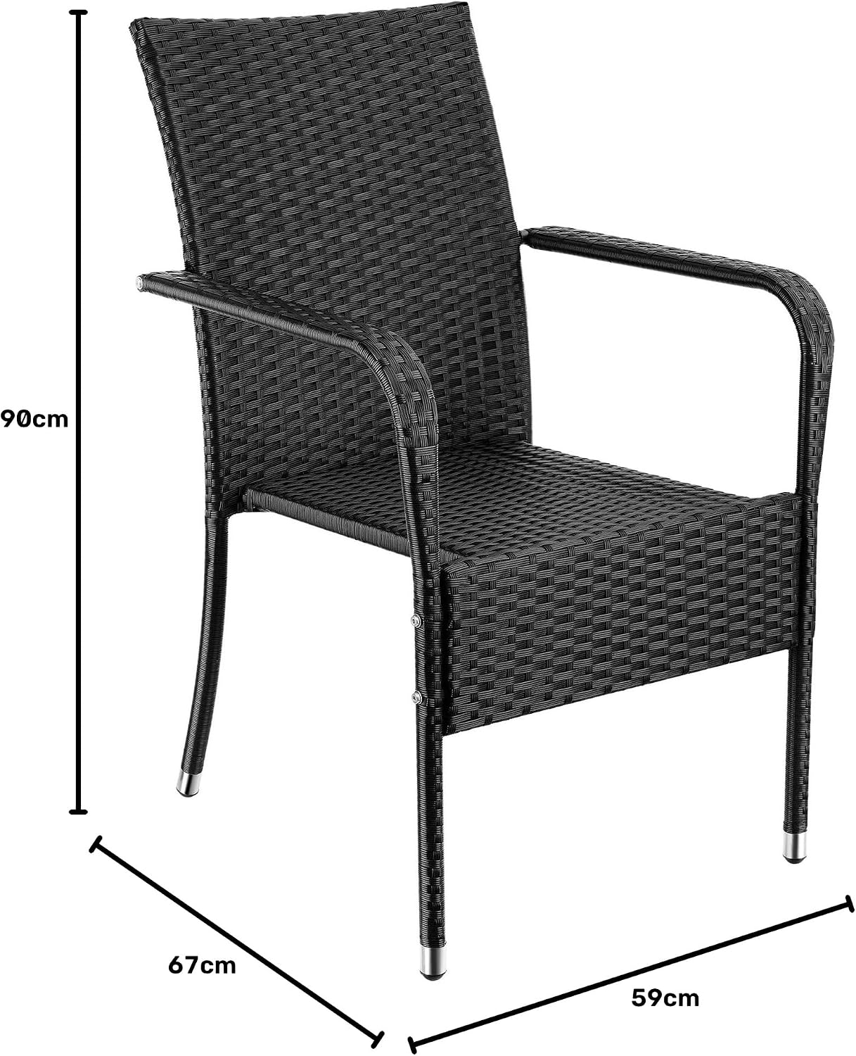 Detalle 2 de tectake Girona 406122 trädgårdsstolar, 8-pack med armstöd och stapelbar design
