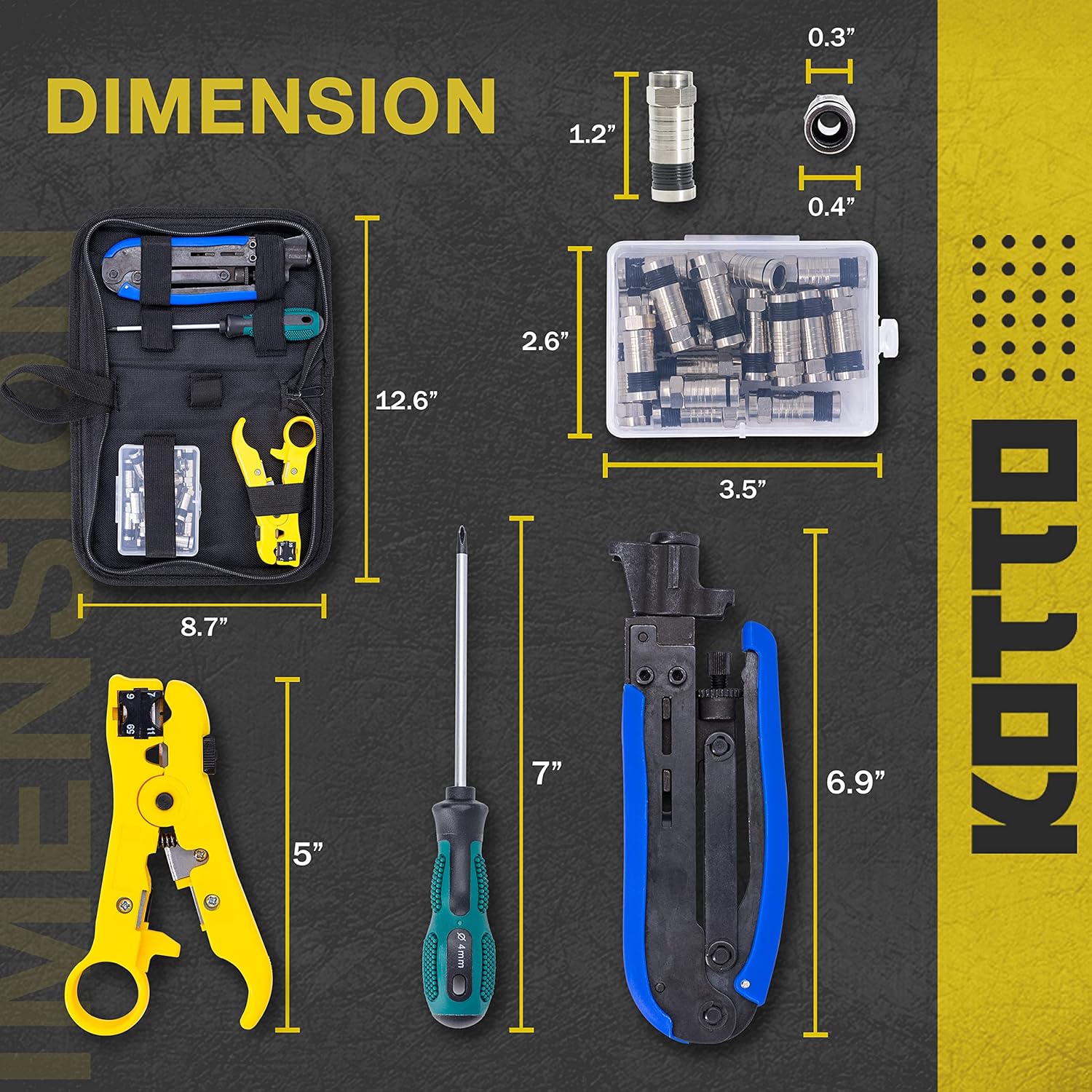 Thumbnail 4 de Kit crimpadora cable coaxial RG6 RG59 RG11 con 20 conectores