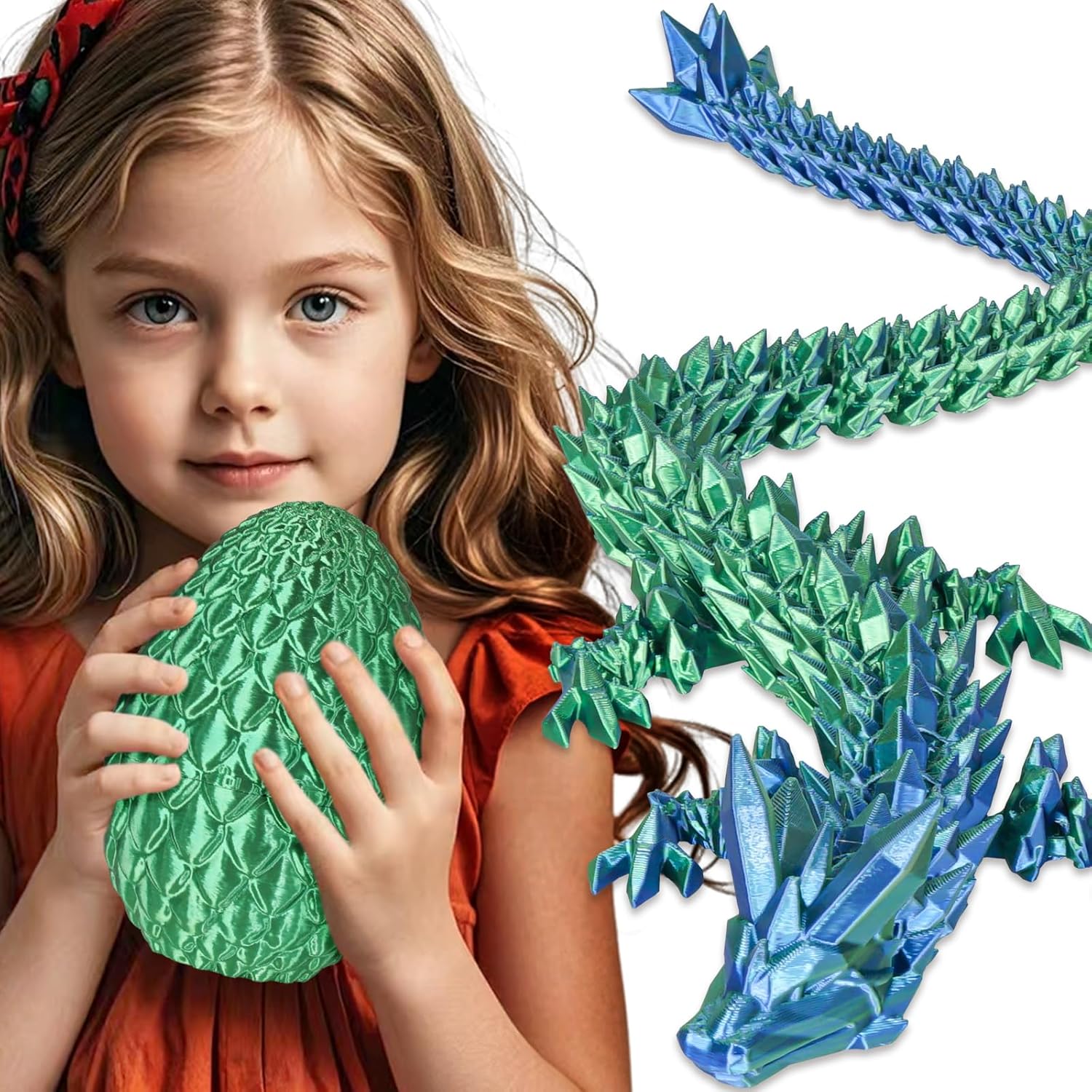 Detalle de Olee Odee Große Dracheneier – 3D-gedruckte Fidget-Spielzeuge, 18 cm Ei & 45 cm Drache