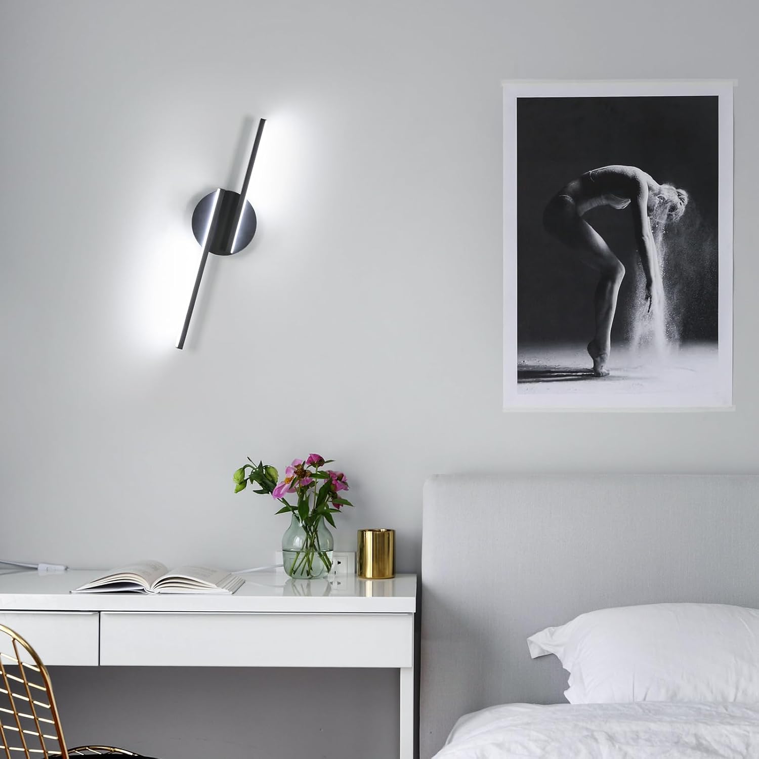 Detalle 1 de Tealight EU-LJY-886854 – czarny kinkiet LED 16 W, 1800 lm, 6500 K