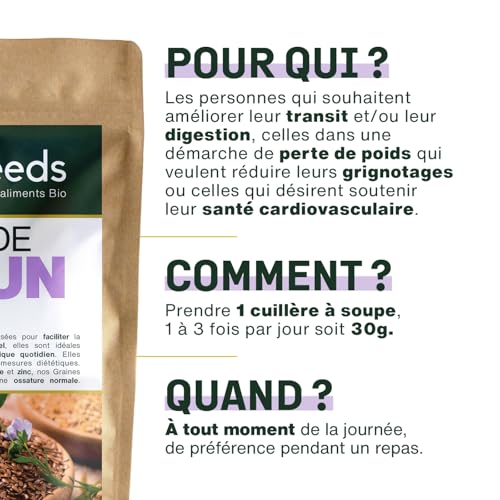 Detalle de Graines de Lin Brun Entières BIO 1kg – Oméga-3, Fibres, Sans Gluten | Amoseeds