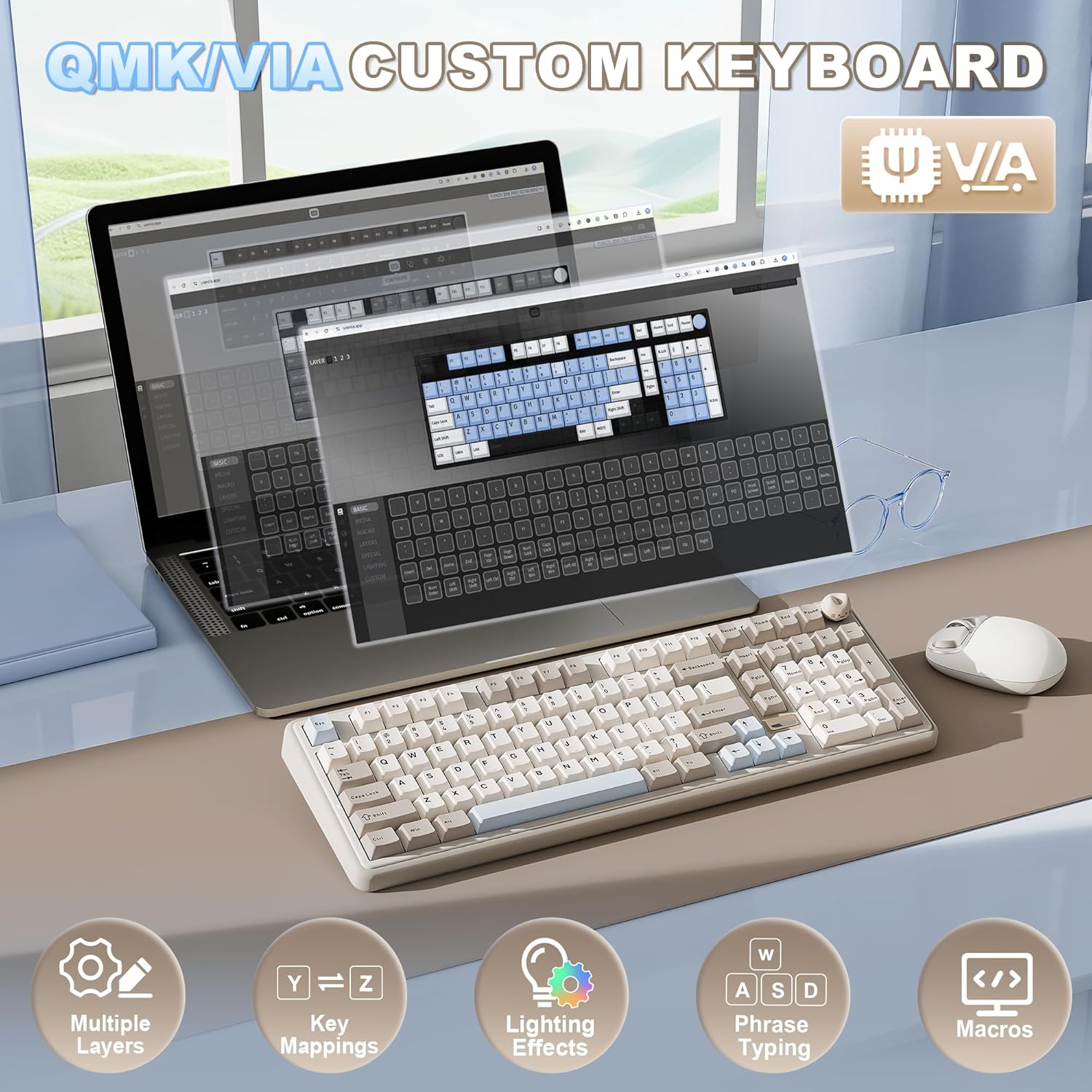 Thumbnail 3 de YUNZII B98 Pro QMK/VIA Wireless Mechanical Gaming Keyboard (96% layout, cat knob, BT/2.4G/USB-C)