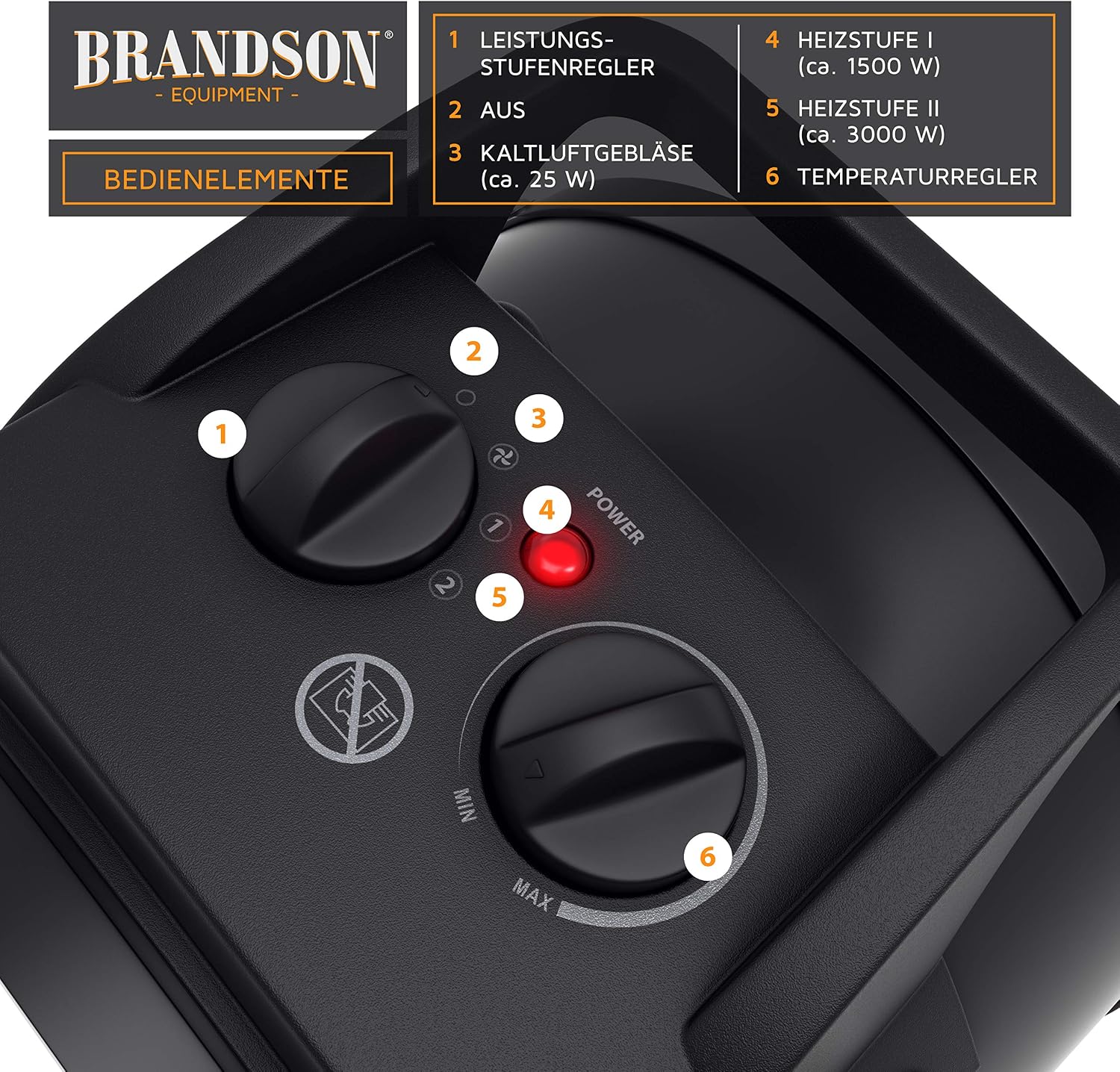 Detalle 2 de Brandson Heizlüfter 3000 W Keramik-Heizgerät