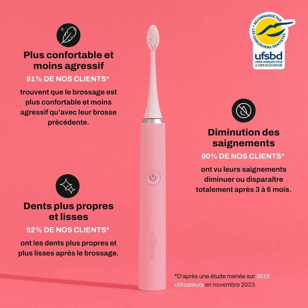 Detalle 2 de My Variations ® Brosse à Dents Électrique Sonique Rose – Autonomie d’un mois et 5 modes de brossage
