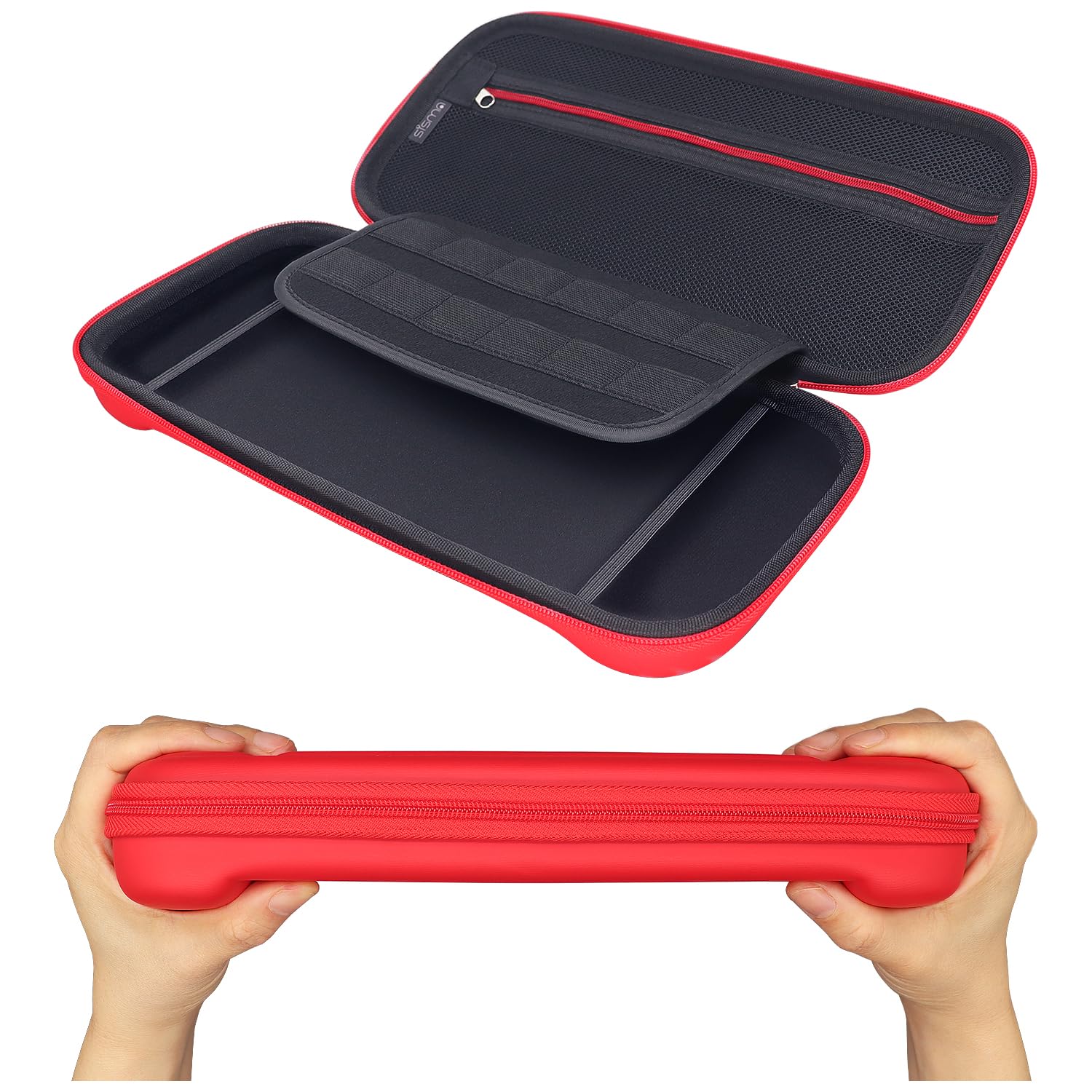 Thumbnail 4 de sisma Slim Carrying Case for Nintendo Switch 2 (Red) — Hard Shell Travel Protective Case with 12 Game Card Holders