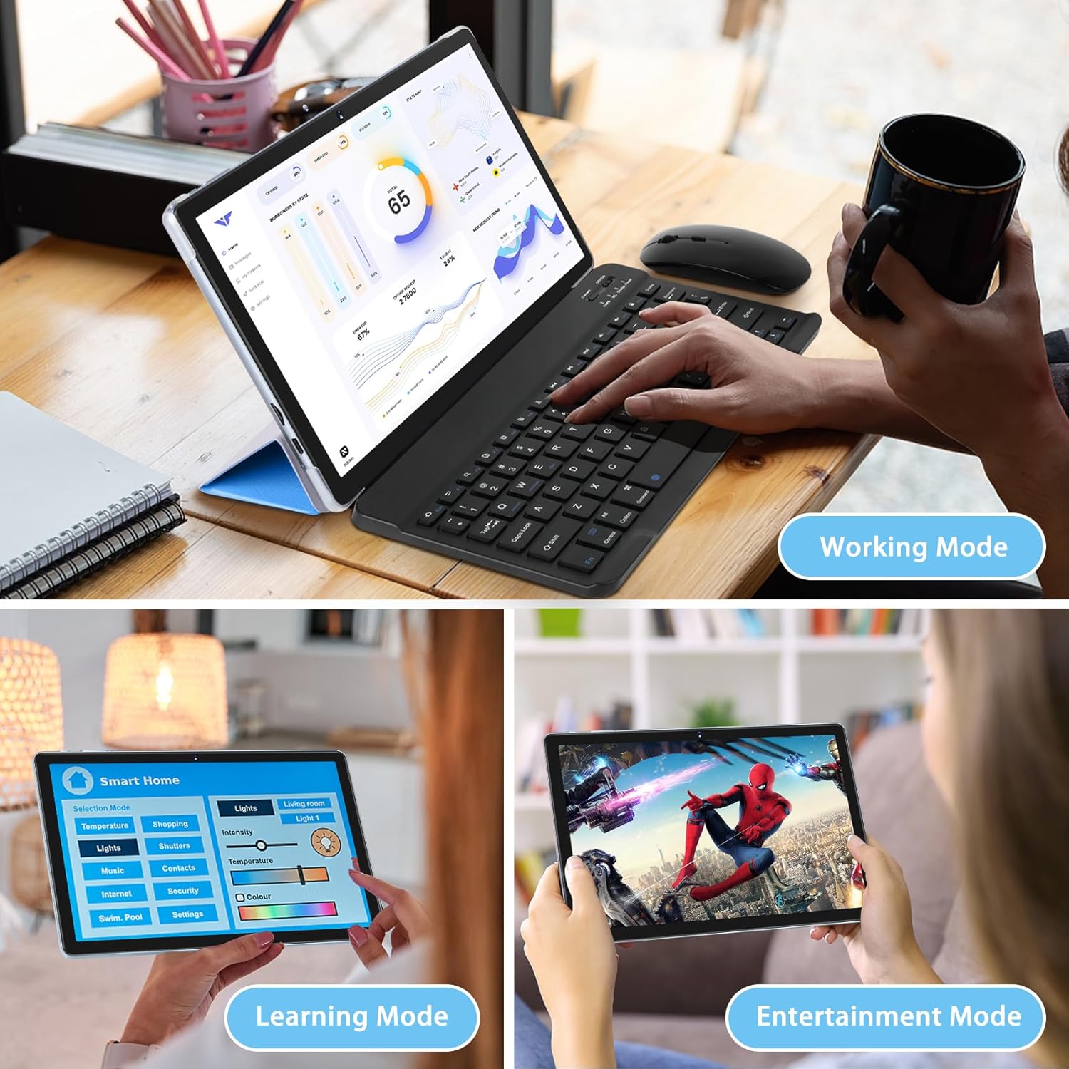 Thumbnail 6 de ZIOVO 2026 10-Zoll Android-13-Tablet mit 5G, 12GB RAM/128GB und Tastatur & Maus (Blau)