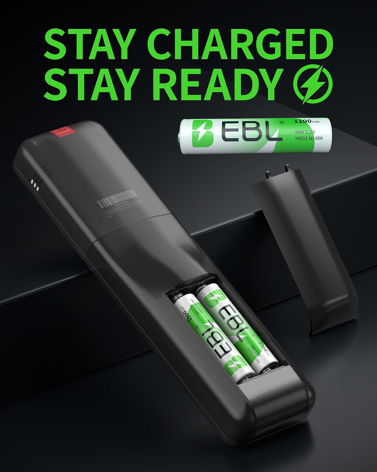 Detalle de EBL Rechargeable AAA Batteries (16-Counts) Ready2Charge 1100mAh Ni-MH