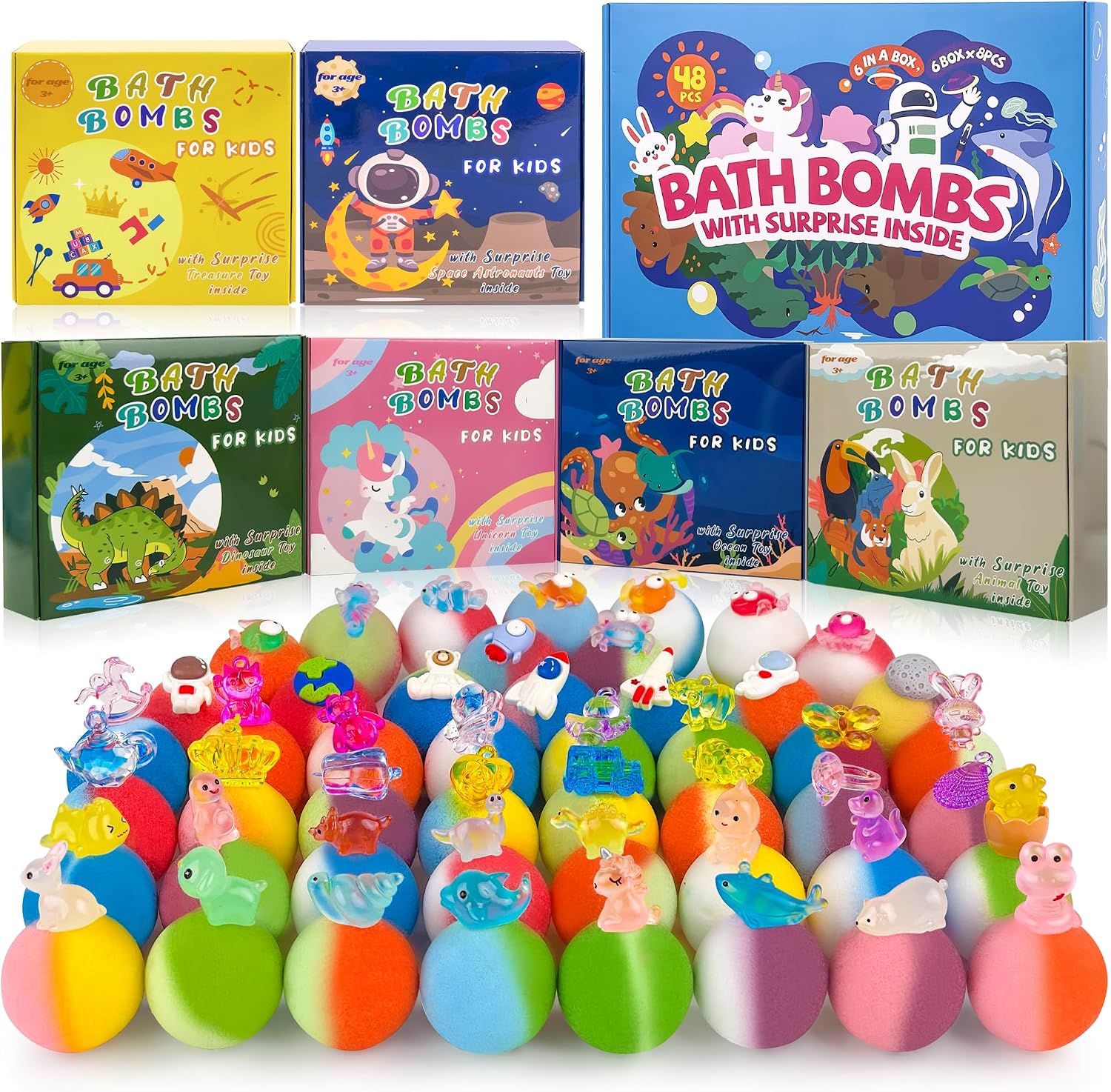 Imagen de 48pcs Kids Bath Bomb Gift Set with Toy Inside – Safe Organic Colorful Bubble Bath en OfertitasTOP